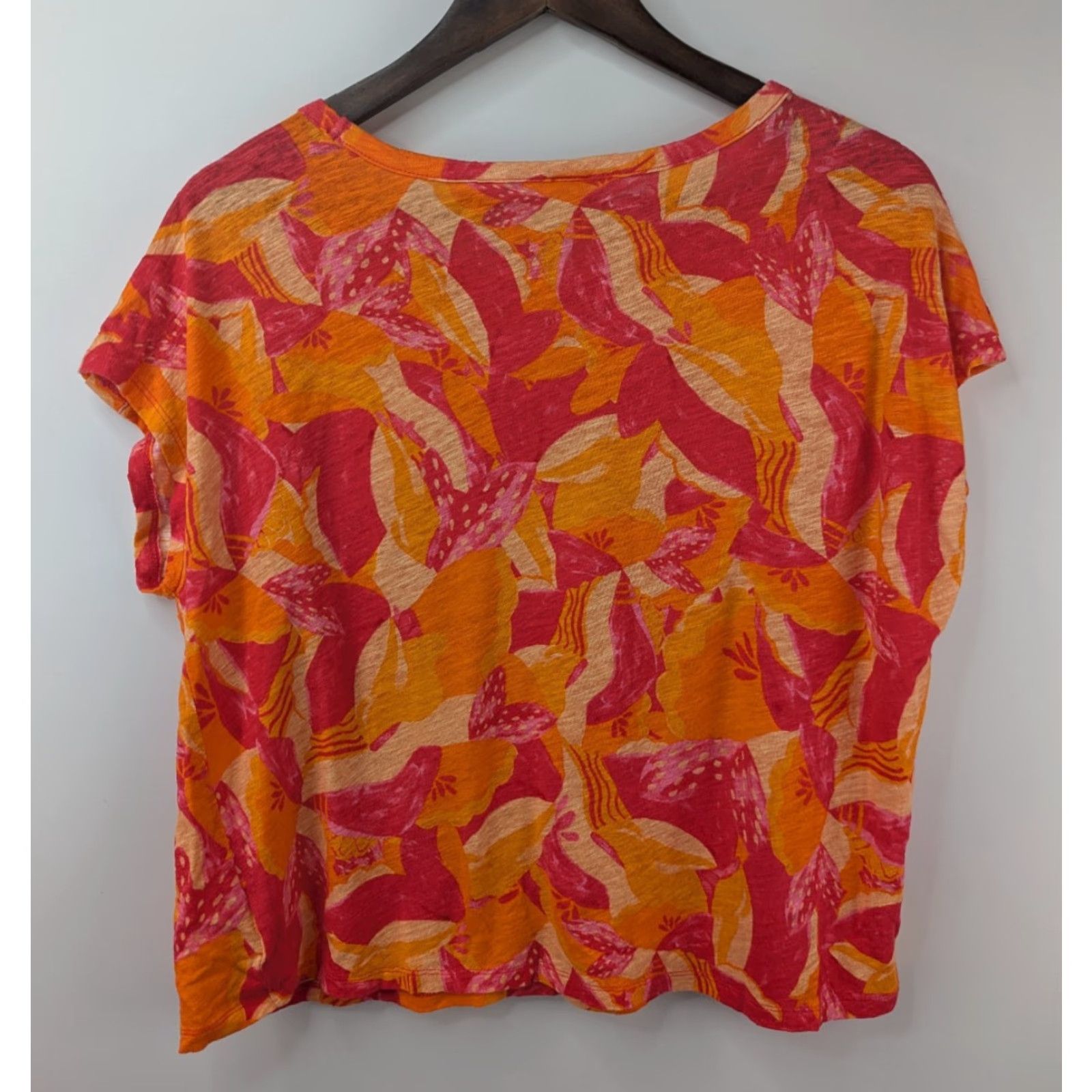 Cynthia Rowley Cynthia Rowley Womens L Boxy Top Orange Pink Scoop Neck Sleeveless Pullover Boho Shirt Size L / US 10 / IT 46 - 3 Thumbnail