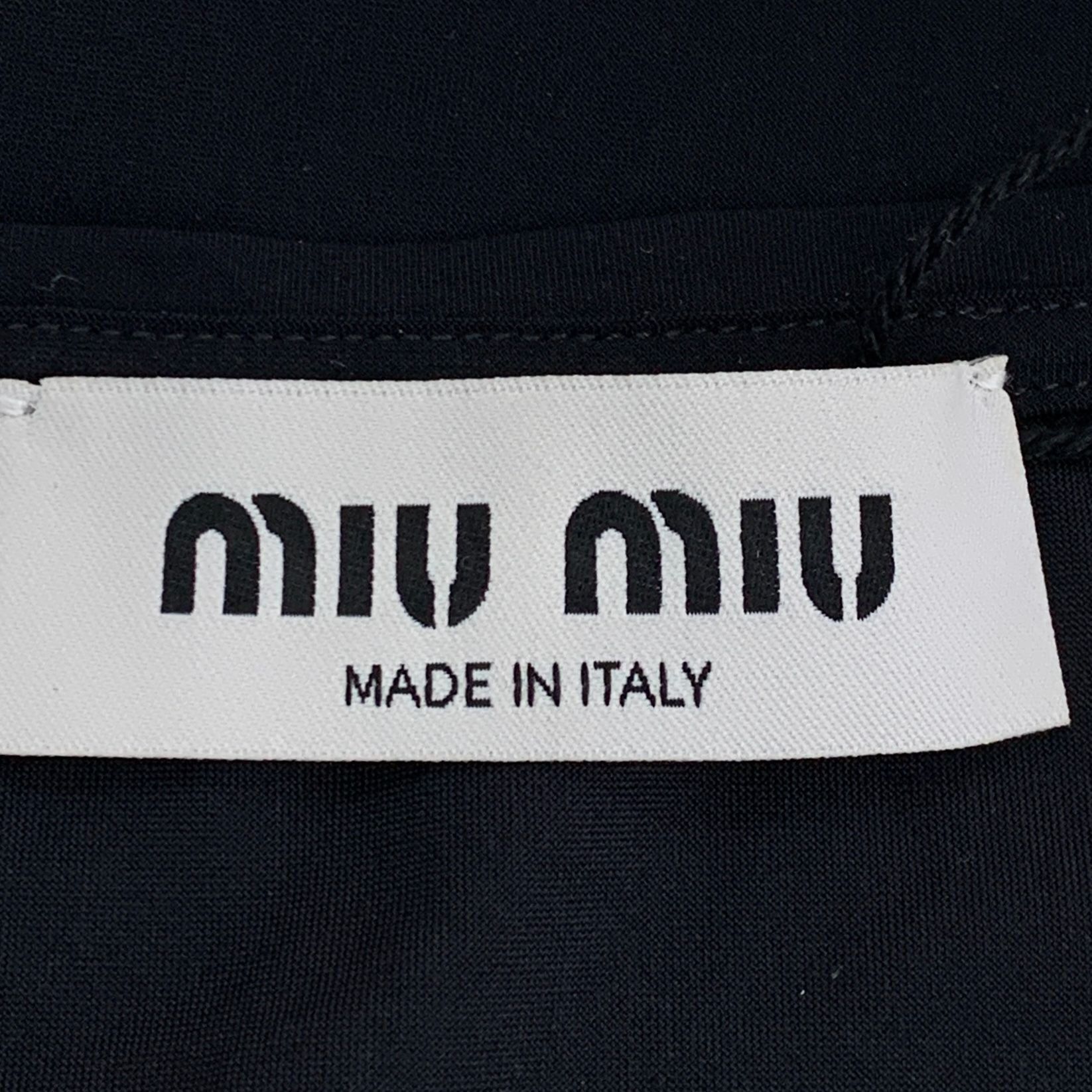 Miu Miu MiuMiu Black Logo Letter Print Crewneck Short Sleeve Dress ( Size XS / US 0-2 / IT 36-38 - 2 Thumbnail