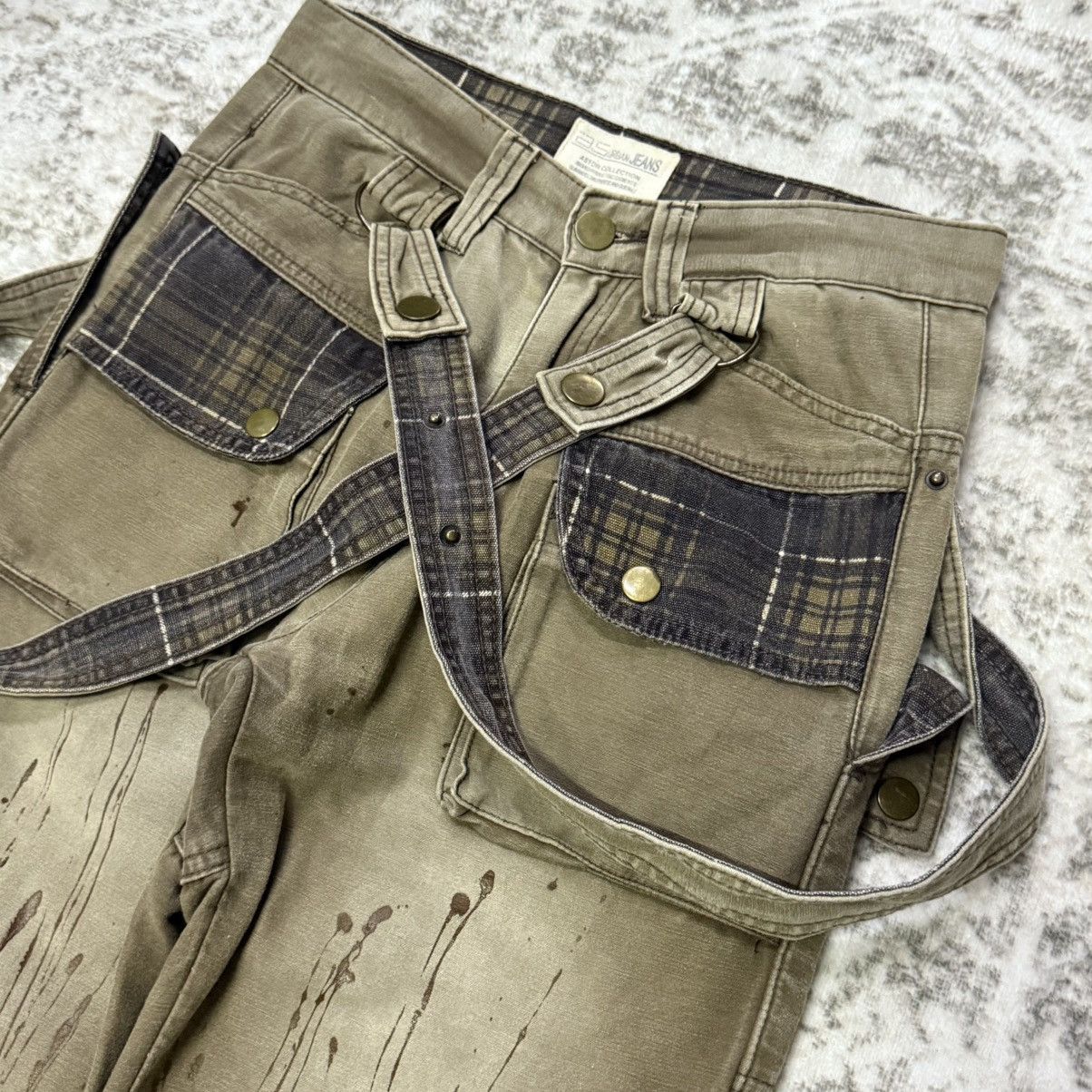 Le Grande Bleu (L.G.B.) Japanese Brand Bondage Double Waist Suspender Cargo Pants Size US 29 - 6 Thumbnail