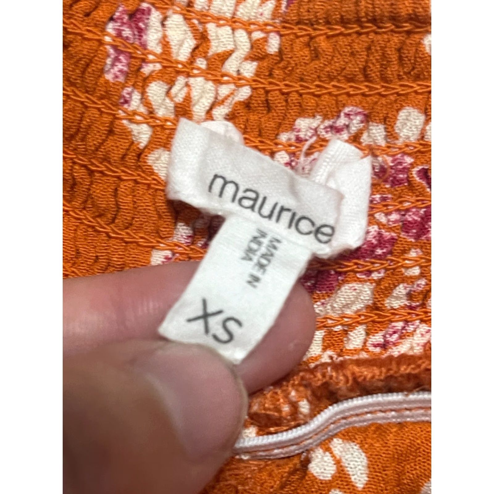 Vintage Maurices Pants Women XS Orange White Floral Pull On Straight Casual Pants Ankle 28 in Regular Inseam Size 26" / US 2 / IT 38 - 4 Thumbnail