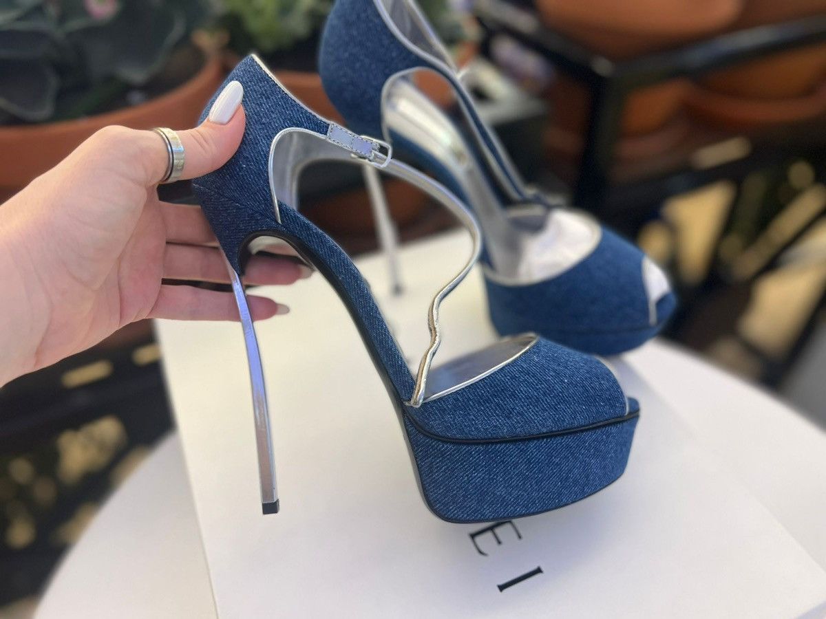 Casadei Denim heels , Blade Pumps Size US 8.5 / IT 38.5 - 1 Thumbnail