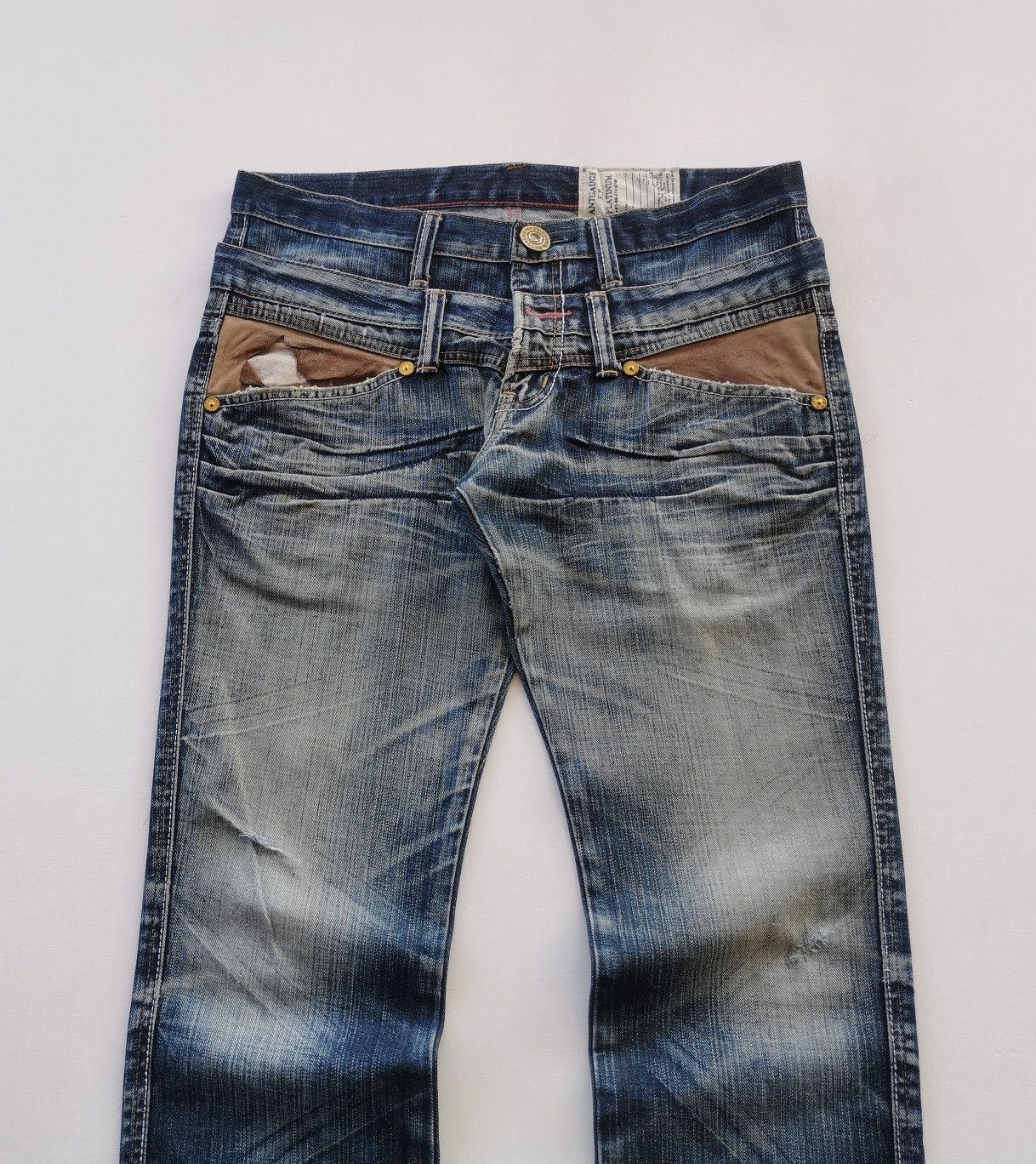 Japanese Brand Antgauge Double Waist Distressed Denim Jeans Size US 33 - 2 Thumbnail