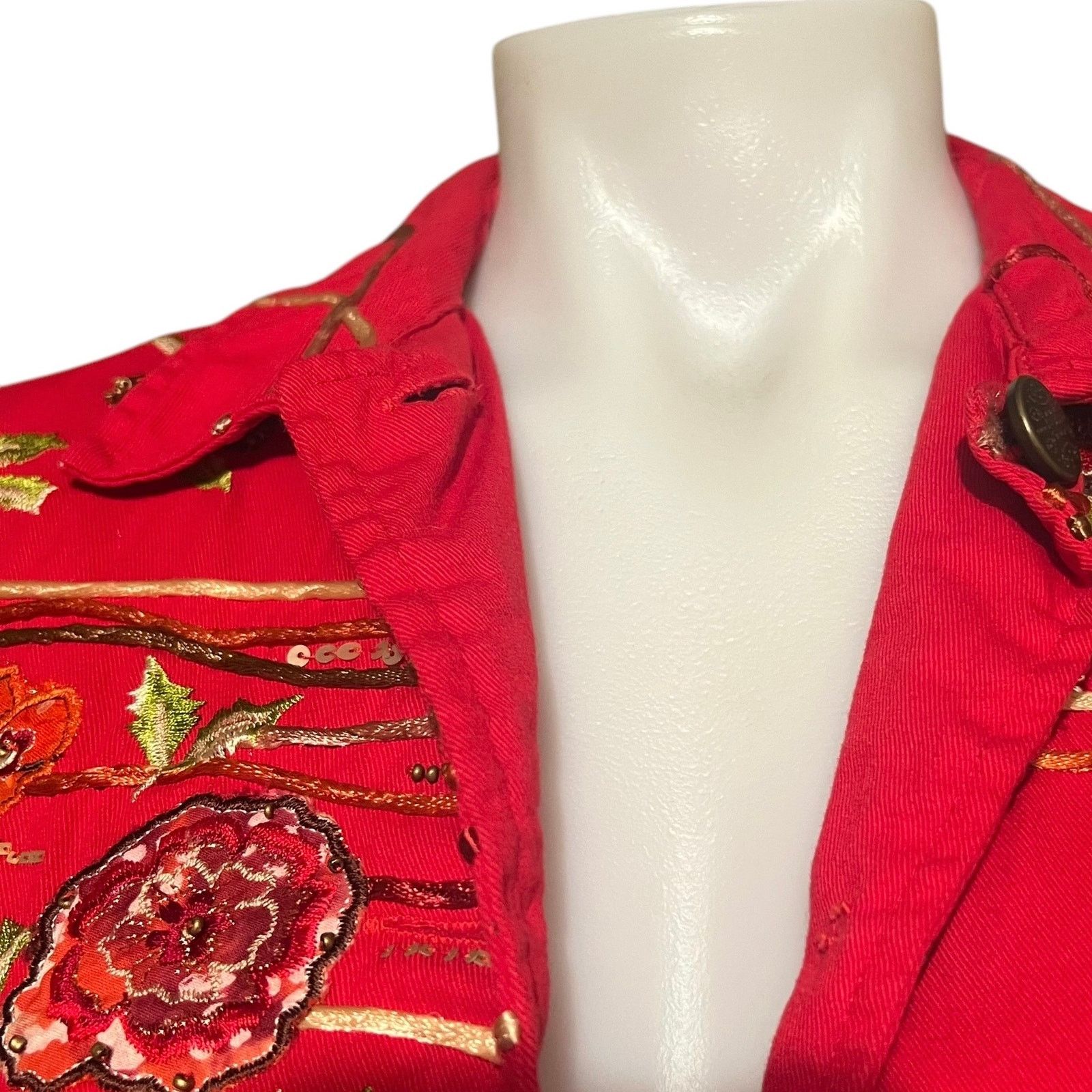 Coldwater Creek Vintage Coldwater Creek Red Embroidered Beaded Jacket XS Size XS / US 0-2 / IT 36-38 - 9 Thumbnail