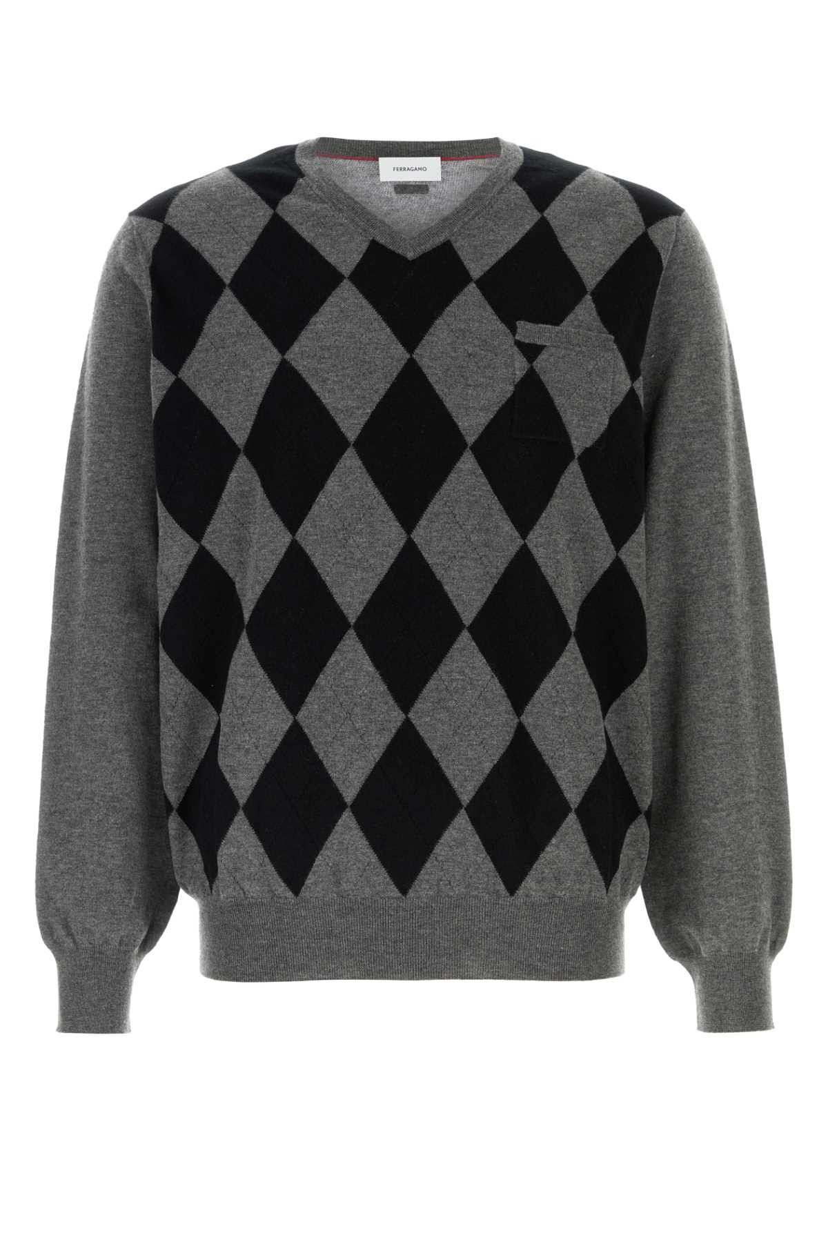 Salvatore Ferragamo Dark Grey Wool Sweater Size US XL / EU 56 / 4 - 1 Thumbnail