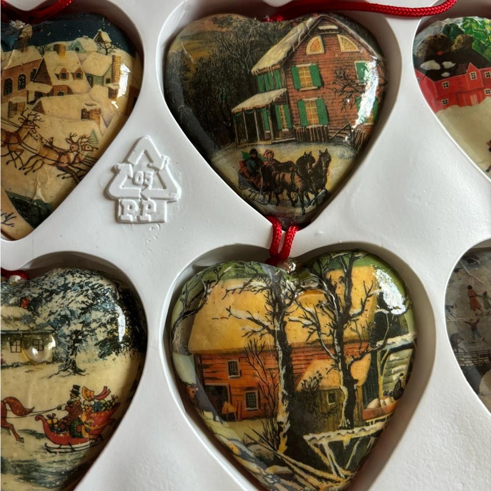 Designer Vintage Paper Mache Heart Ornaments Size ONE SIZE - 3 Thumbnail