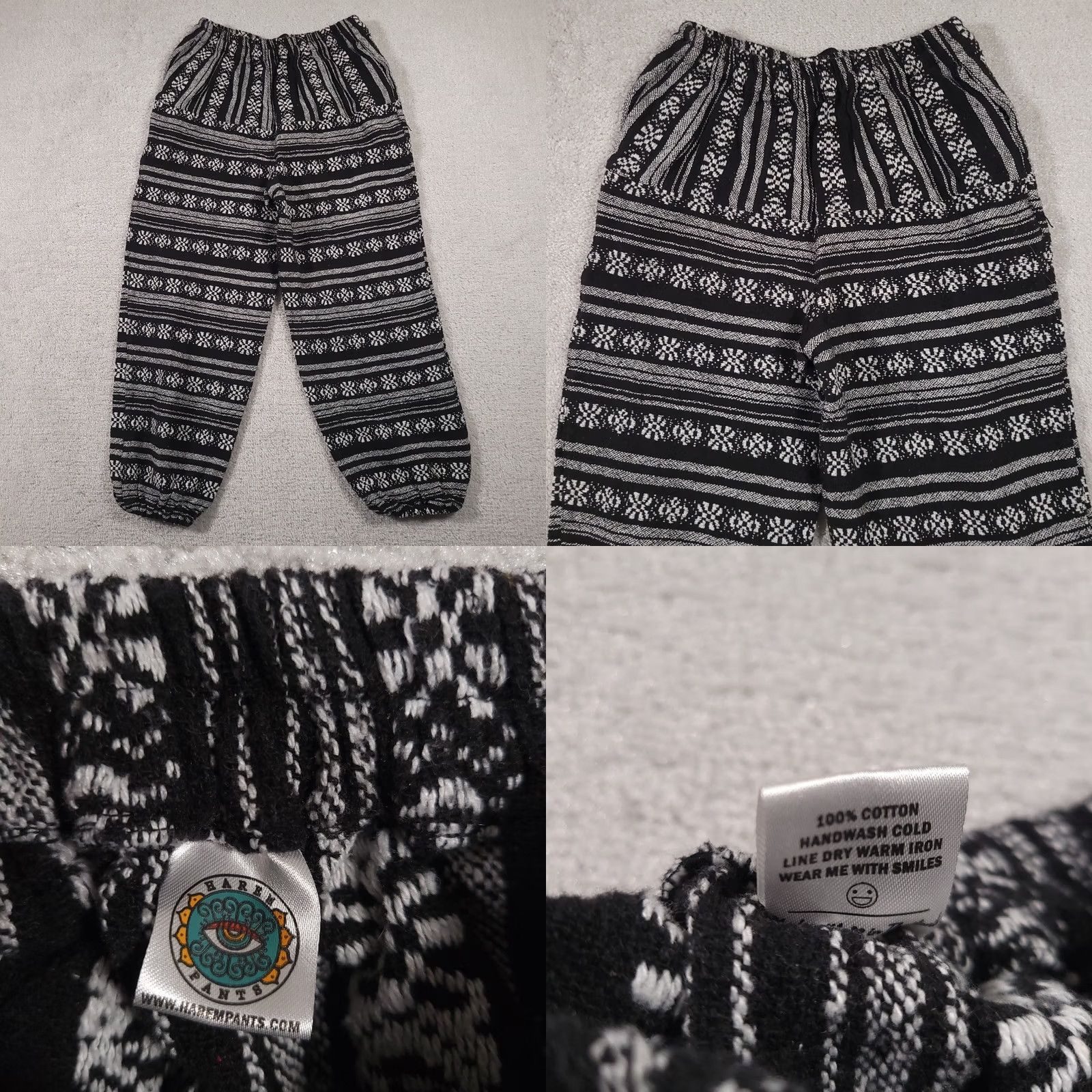 HARE Harem Pants Jogger Women Small Black Cotton Knit Drawstring Elastic Waist Pockets Tapered Inseam 25in From Harempants.com Size 28" / US 6 / IT 42 - 9 Thumbnail