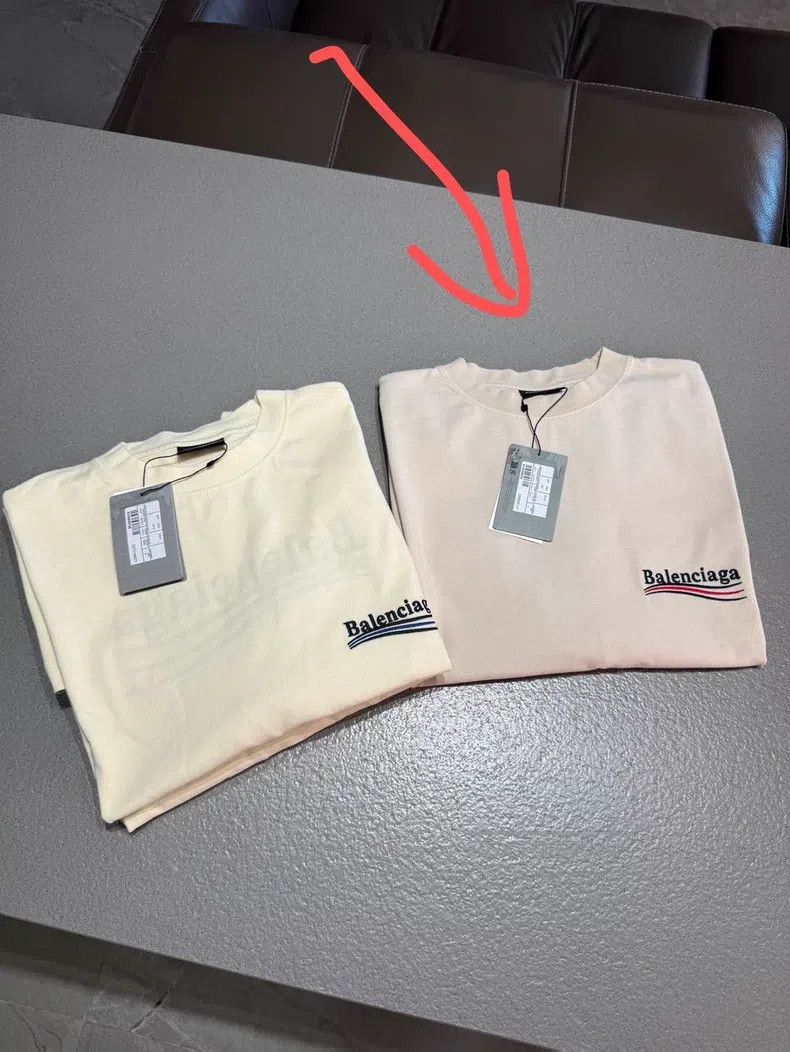 Balenciaga Balenciaga Embroidered Cola Logo Beige Round Neck Short Sl Size US M / EU 48-50 / 2 - 8 Thumbnail