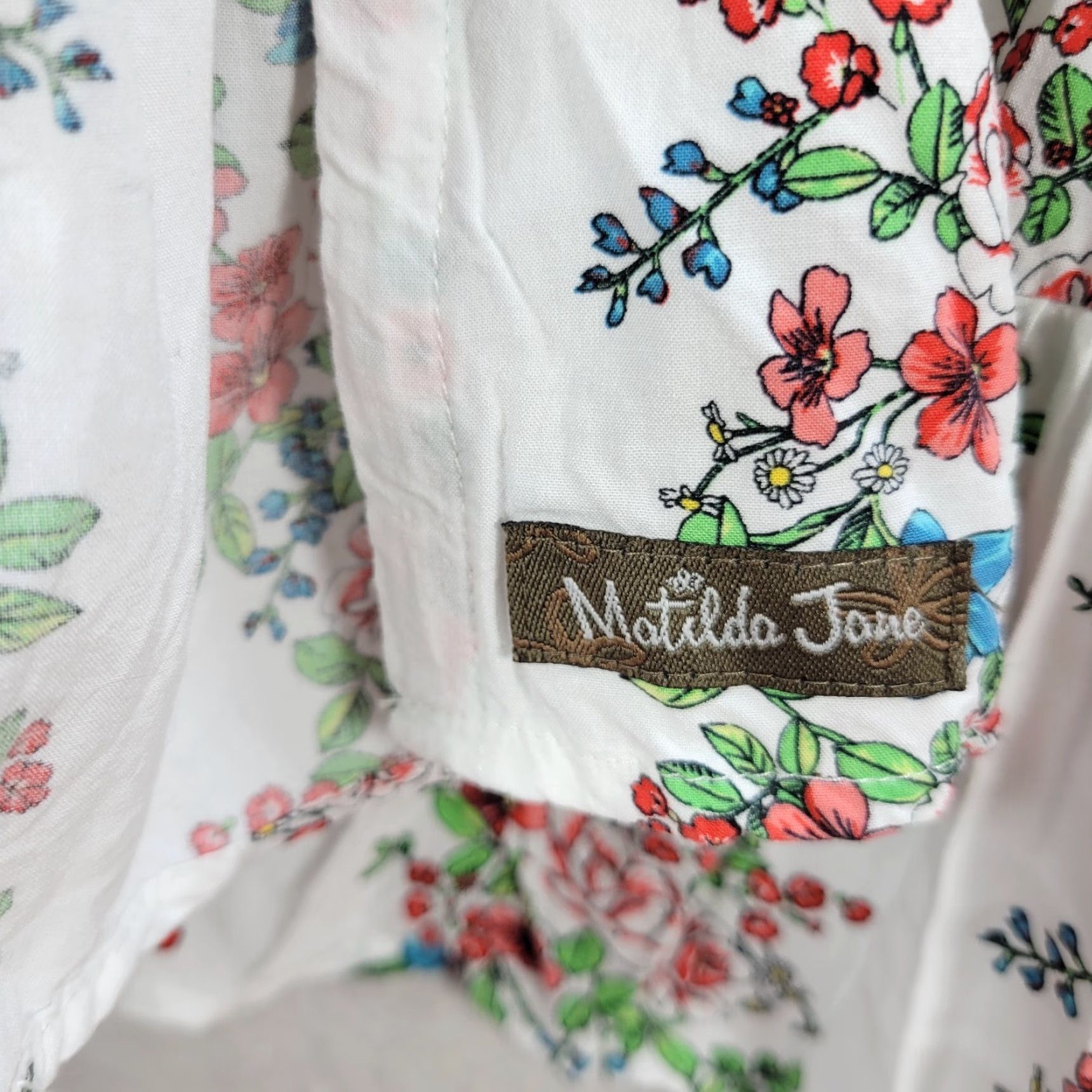 Vintage Matilda Jane Shirt Women XS Floral Tunic White Rayon V-Neck Short Sleeve Blouse Photos 90s Event Size XS / US 0-2 / IT 36-38 - 7 Thumbnail