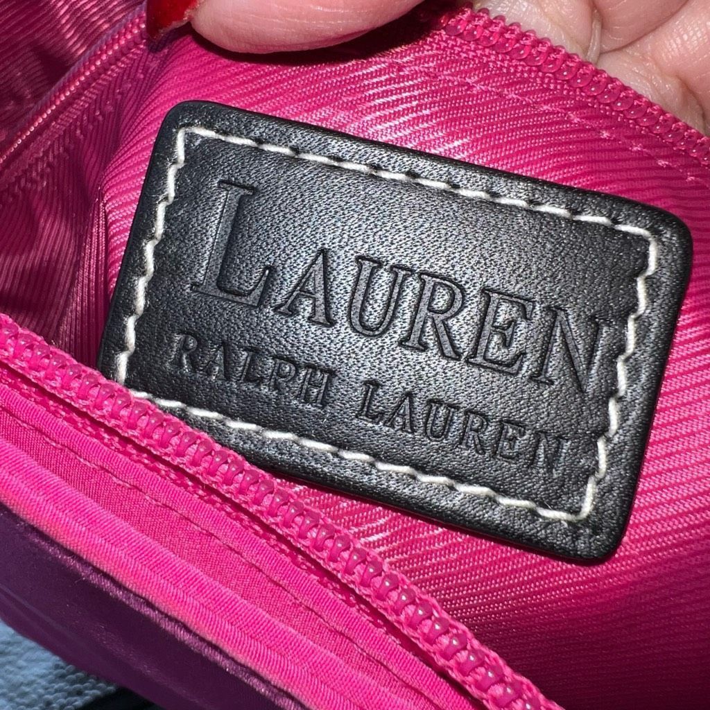 Lauren Ralph Lauren Ralph Lauren Hot Pink Thick Nylon And Leather Shoulder Bag Size ONE SIZE - 10 Thumbnail