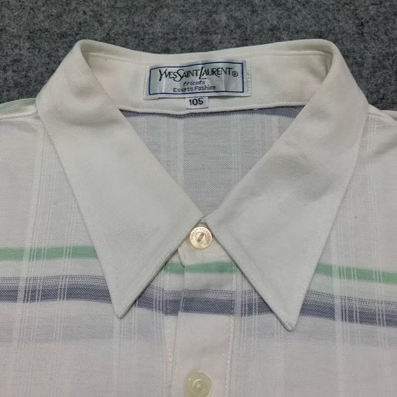 Yves Saint Laurent Striped‼️ Yves Saint Laurent Plaid Long Sleeve Polos Size US XL / EU 56 / 4 - 4 Thumbnail