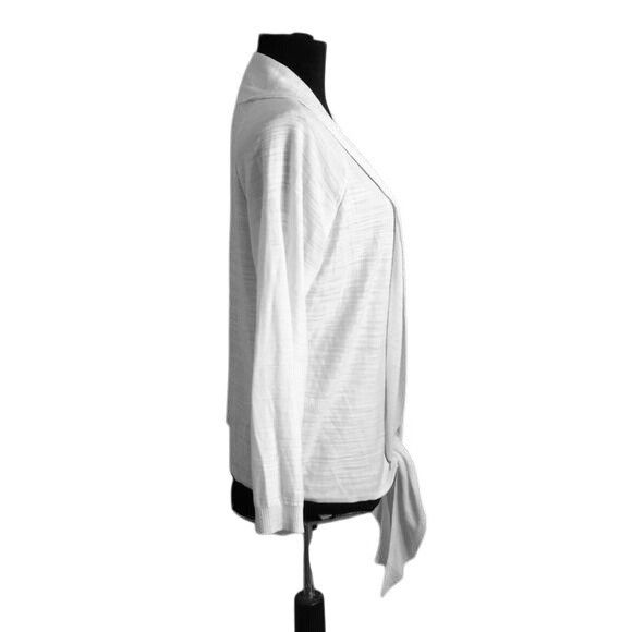 Tommy Hilfiger Tommy Hilfiger Size L Womens White Tie-Front Cardigan Lightw Size L / US 10 / IT 46 - 4 Thumbnail