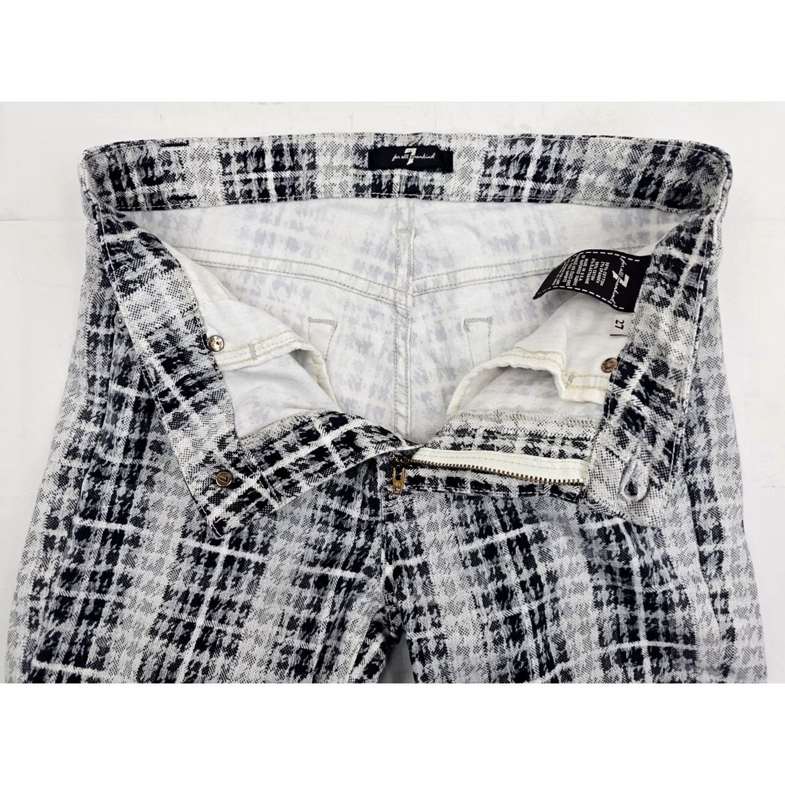 7 For All Mankind 7 For All Mankind Black & White Grid / Check Geometric Pants – Women 27 (Fits 29x30) Size 29" - 7 Thumbnail