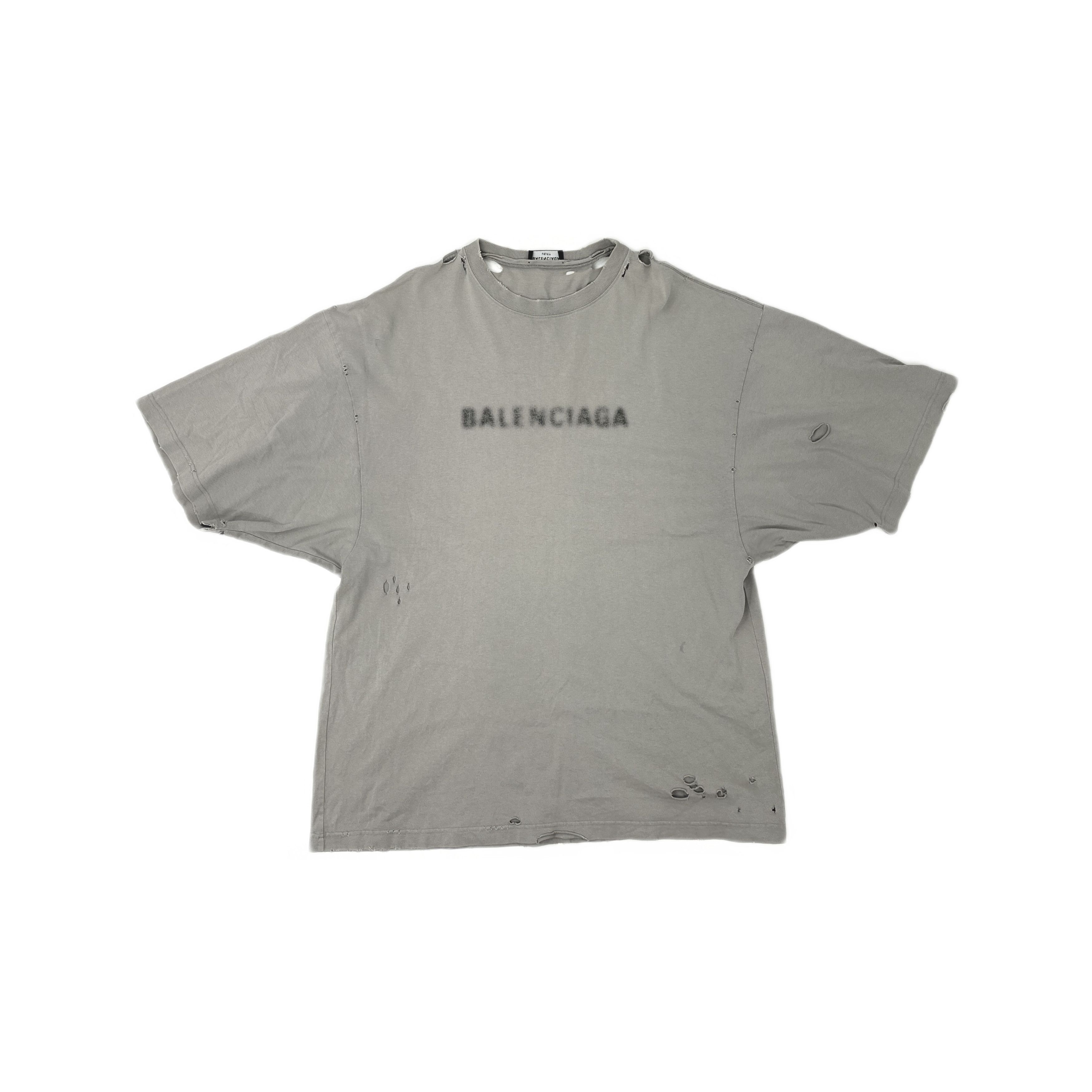 Balenciaga Balenciaga Logo Distressed T-Shirt Size S Size US S / EU 44-46 / 1 - 1 Thumbnail