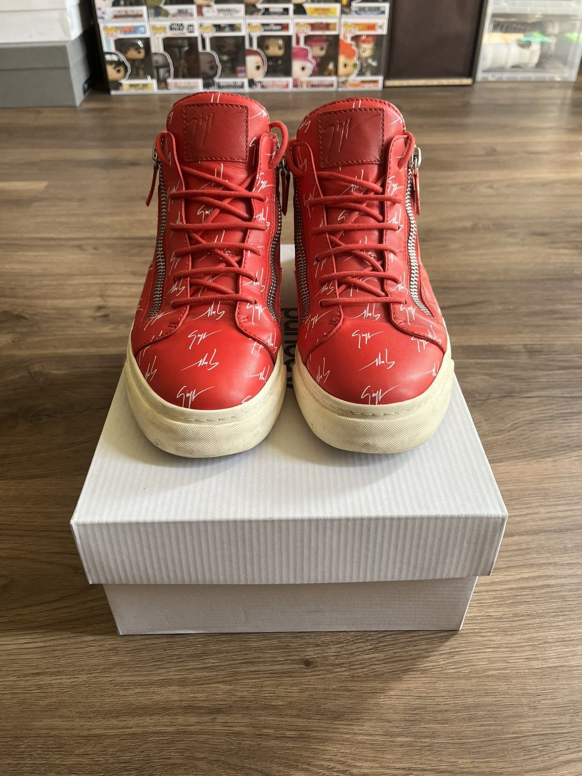 Giuseppe Zanotti Giuseppe Zanotti Shoing Trend High Top Trainer Red Size 42.5 Size US 9 / EU 42 - 2 Thumbnail