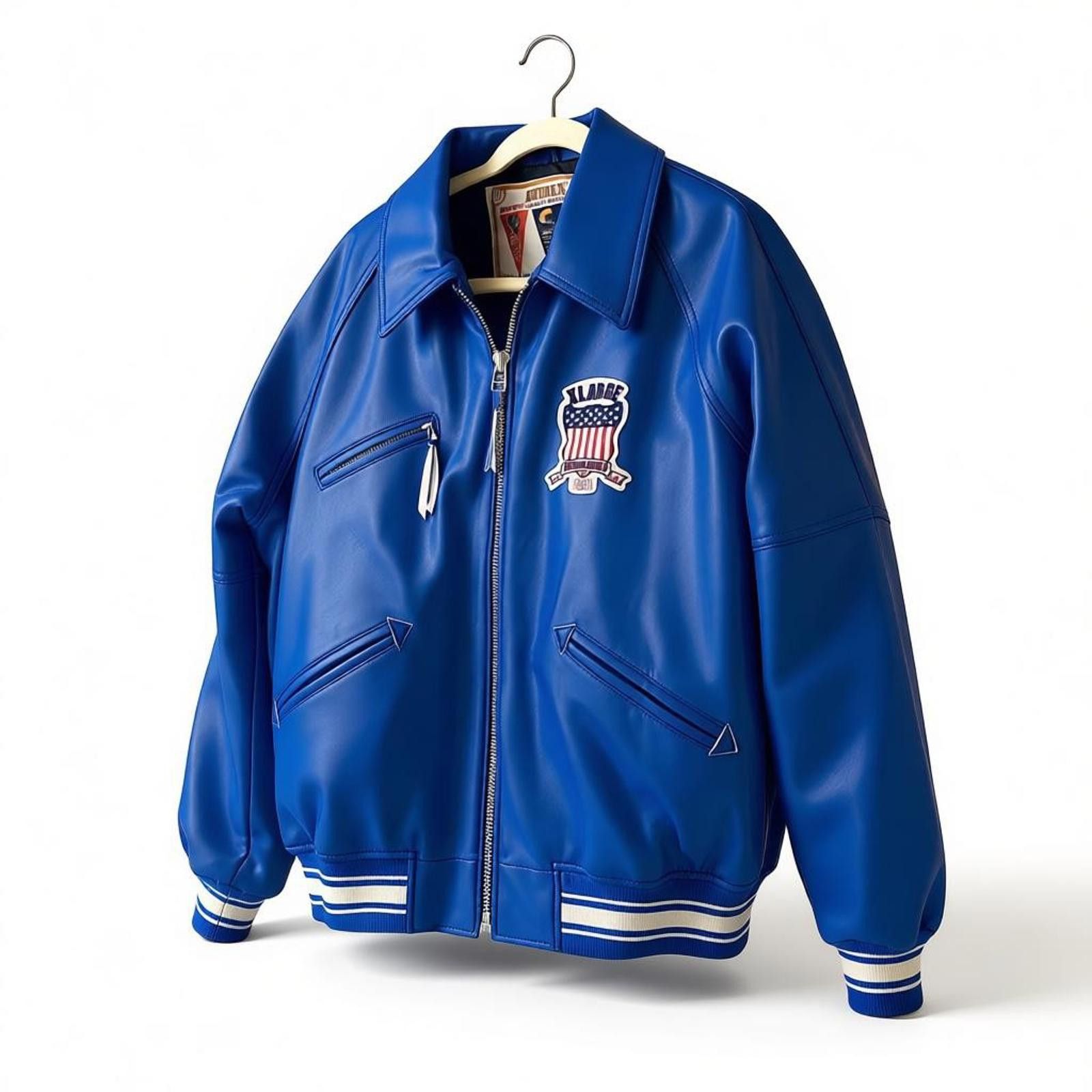 Avirex Avirex - Men's Blue Varsity Jacket with Zipper and Pockets Size US L / EU 52-54 / 3 - 1 Thumbnail