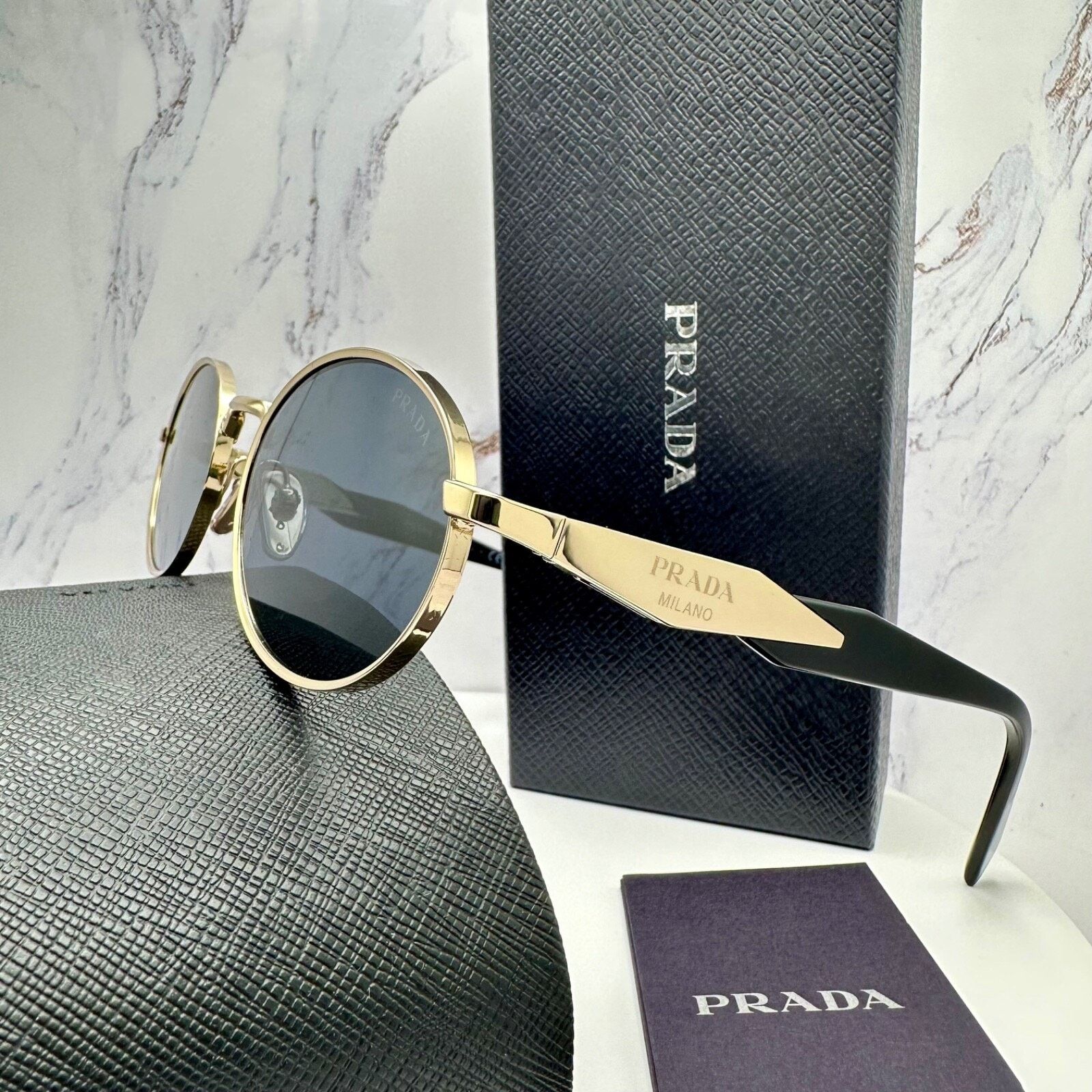Prada New PRADA Sunglasses Metal Oval Black PRADA Symbole Logo Size ONE SIZE - 12 Thumbnail