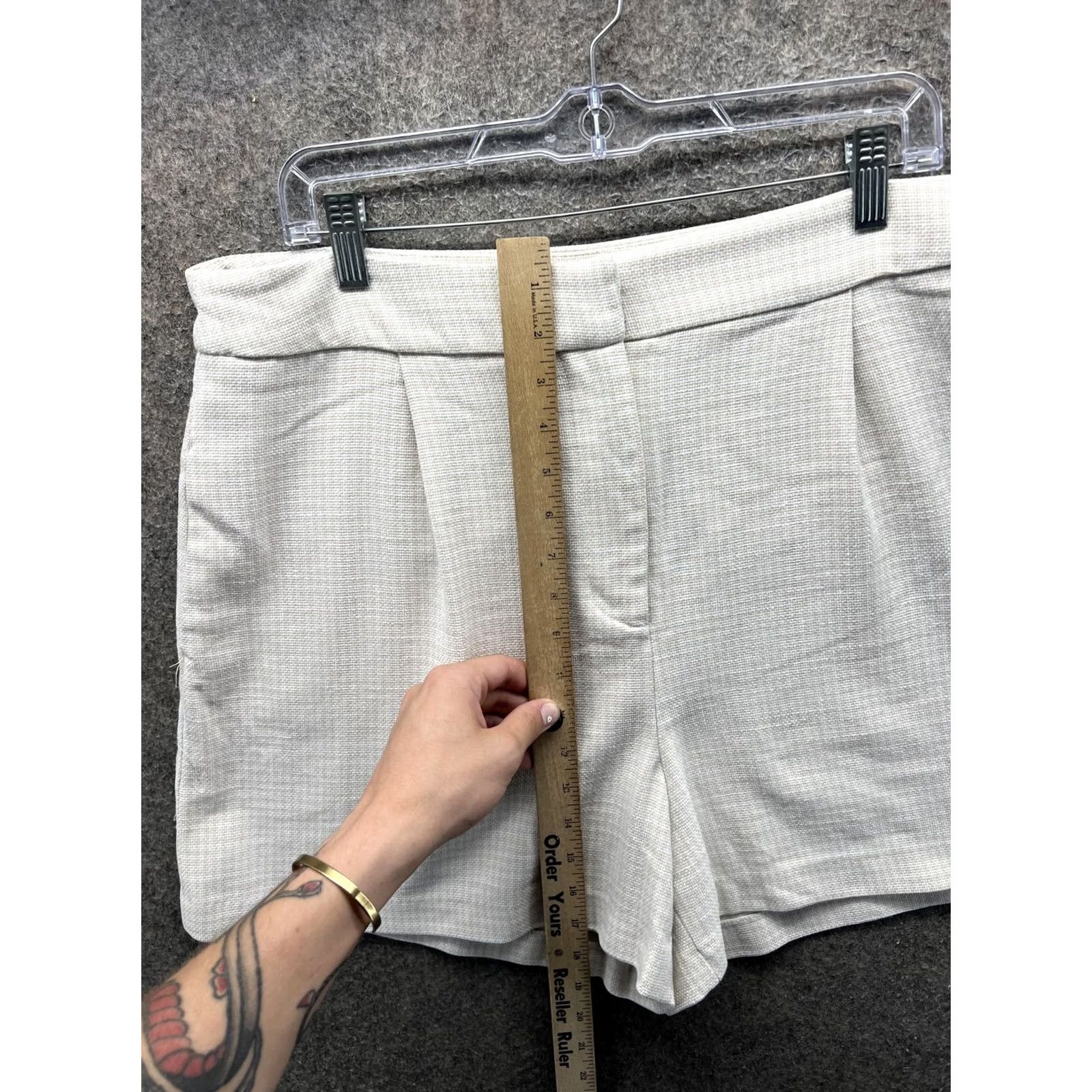 Vintage House Of Harlow 1960 Shorts Womens Large Beige Check Tweed Pleated Chino Casual Size 36" / US 14 / IT 50 - 4 Thumbnail