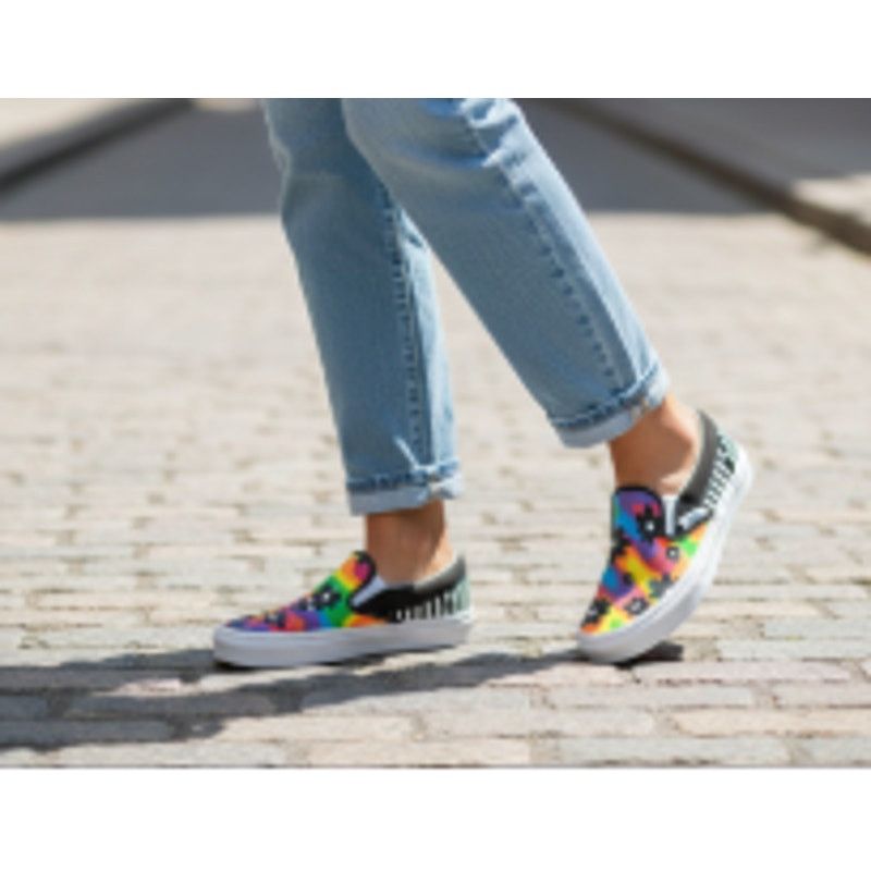 Vans Vans Hand Painted Colorful Psychedelic Black Flower Print Size US 8.5 / IT 38.5 - 1 Thumbnail