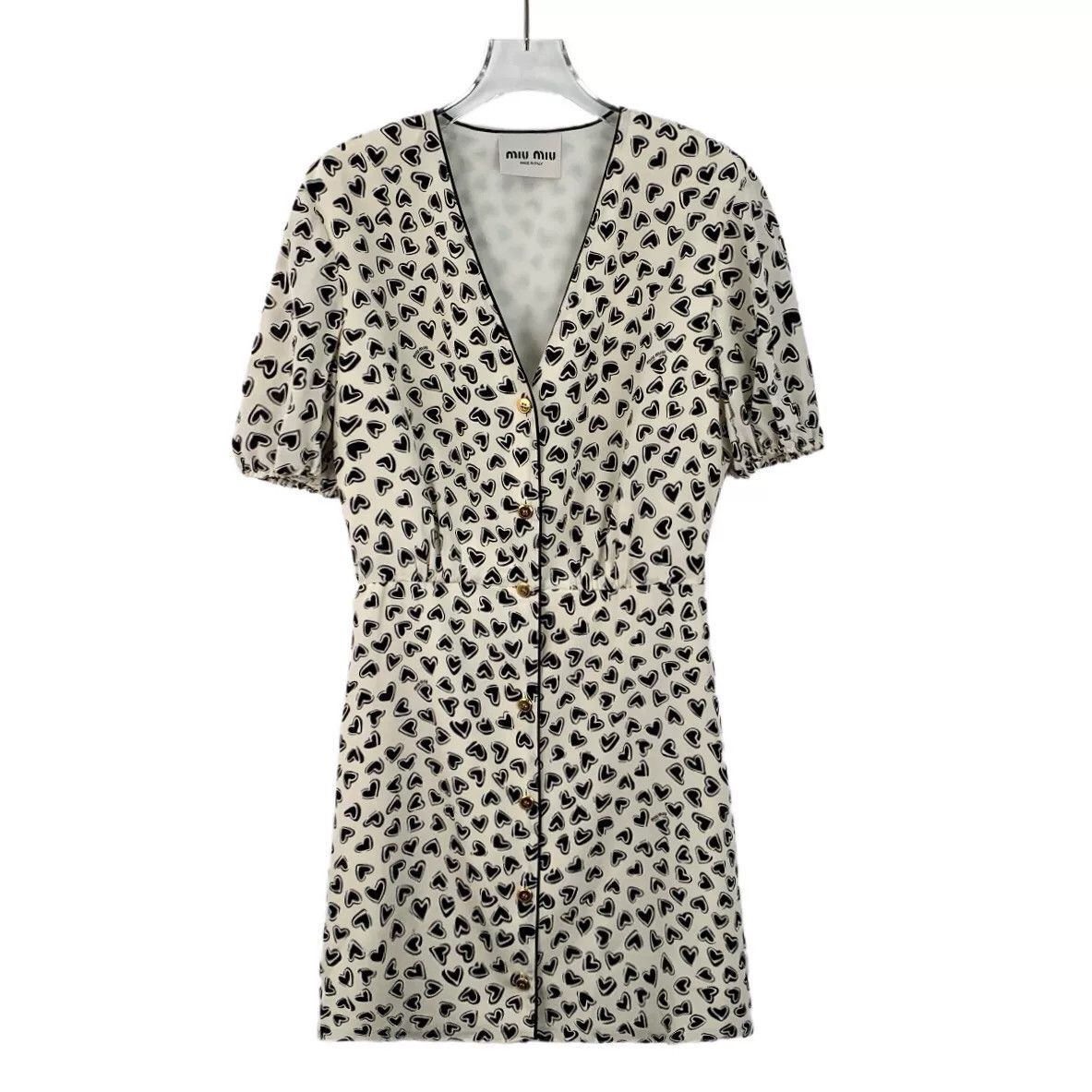 Miu Miu miu miu heart print silk short dress Size US 38 / EU 54 - 1 Thumbnail