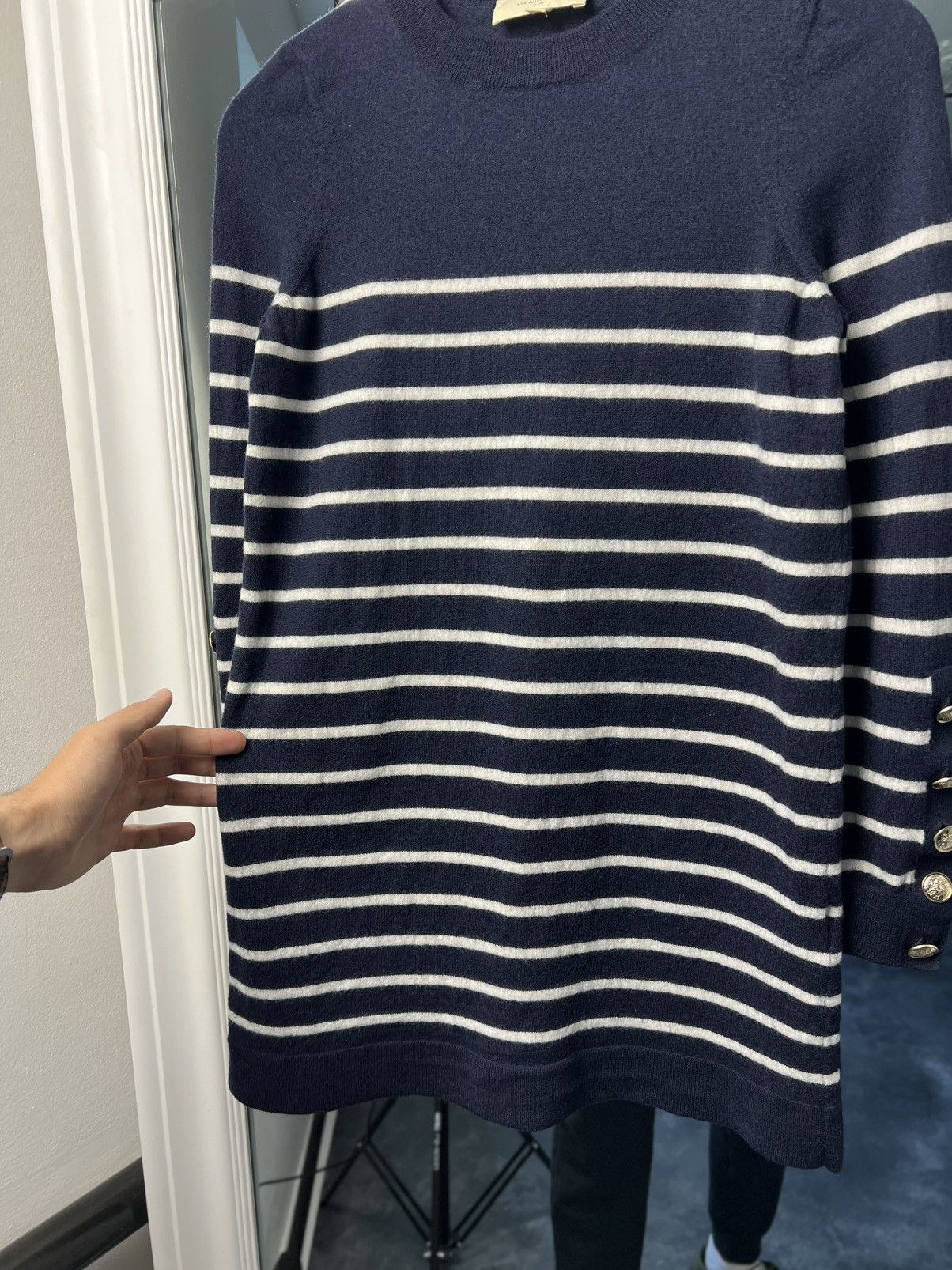 Designer × Sezane Sézane Paola Wool Knit Dress Navy / Ecru Size M Size M / US 6-8 / IT 42-44 - 6 Thumbnail