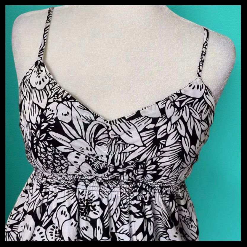 Aeropostale Black and white floral maxi dress with Pink hem Size L / US 10 / IT 46 - 4 Thumbnail