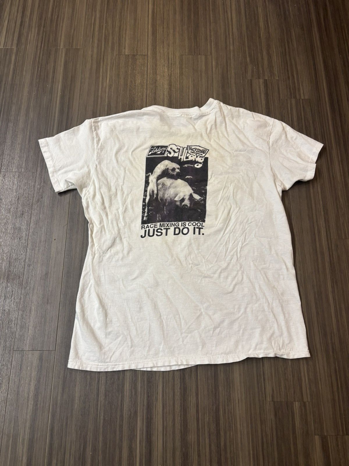 Vintage Vtg Schlong “Race mixing is cool Just Do it” band tee sz XL Size US XL / EU 56 / 4 - 1 Thumbnail