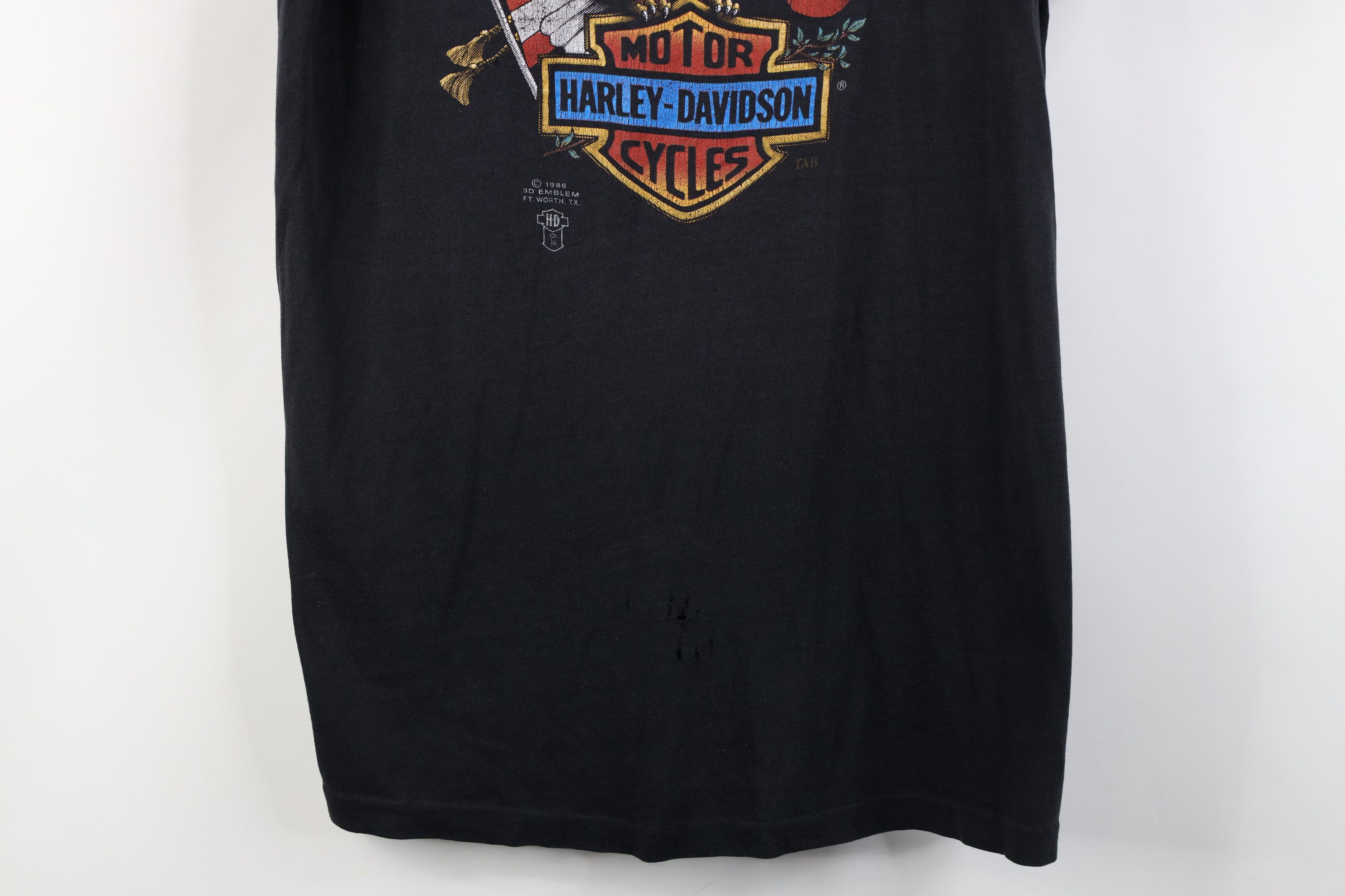 Harley Davidson Vintage 80s 3D Emblem Harley Davidson Eagle Flag T-Shirt USA Size US M / EU 48-50 / 2 - 3 Thumbnail