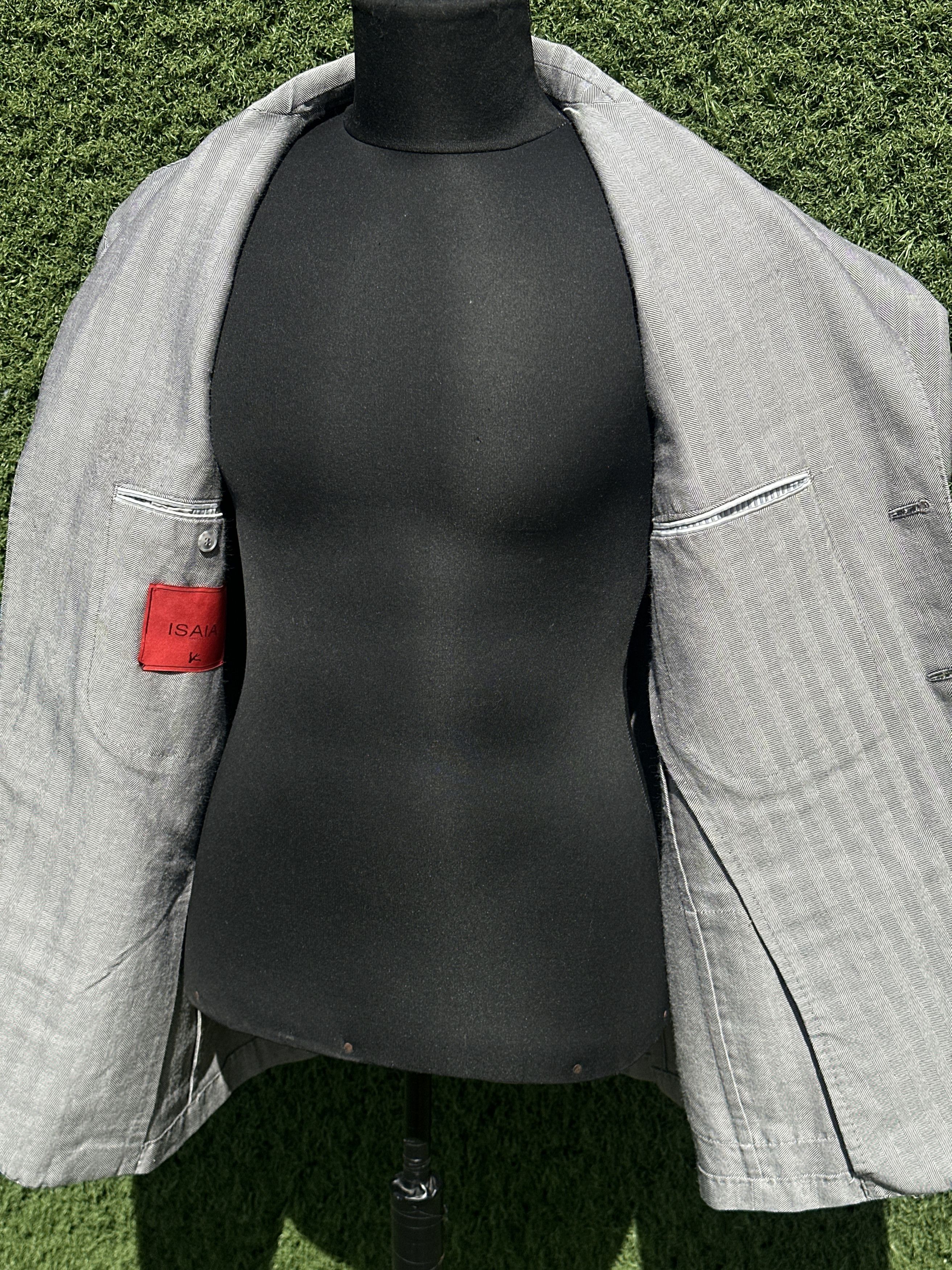 Isaia Isaia Napoli Suit Jacket 52 Gray Wool Linen Sport Coat 3B Size 52R - 13 Thumbnail