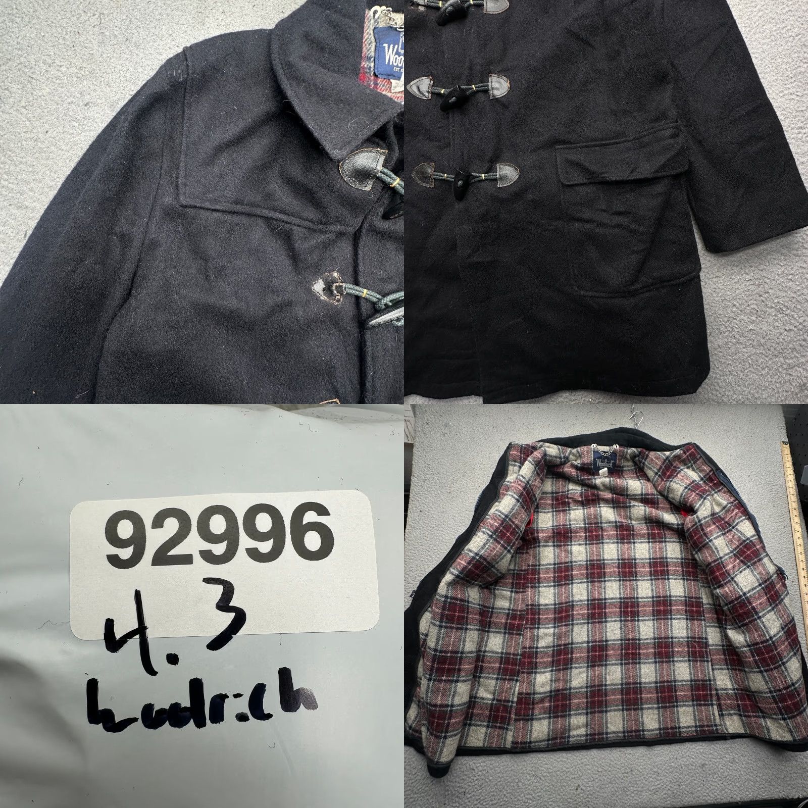 Vintage VINTAGE Woolrich Duffle Wool Coat Mens XL Black Toggles Plaid Lined Pockets Long Size US XL / EU 56 / 4 - 9 Thumbnail