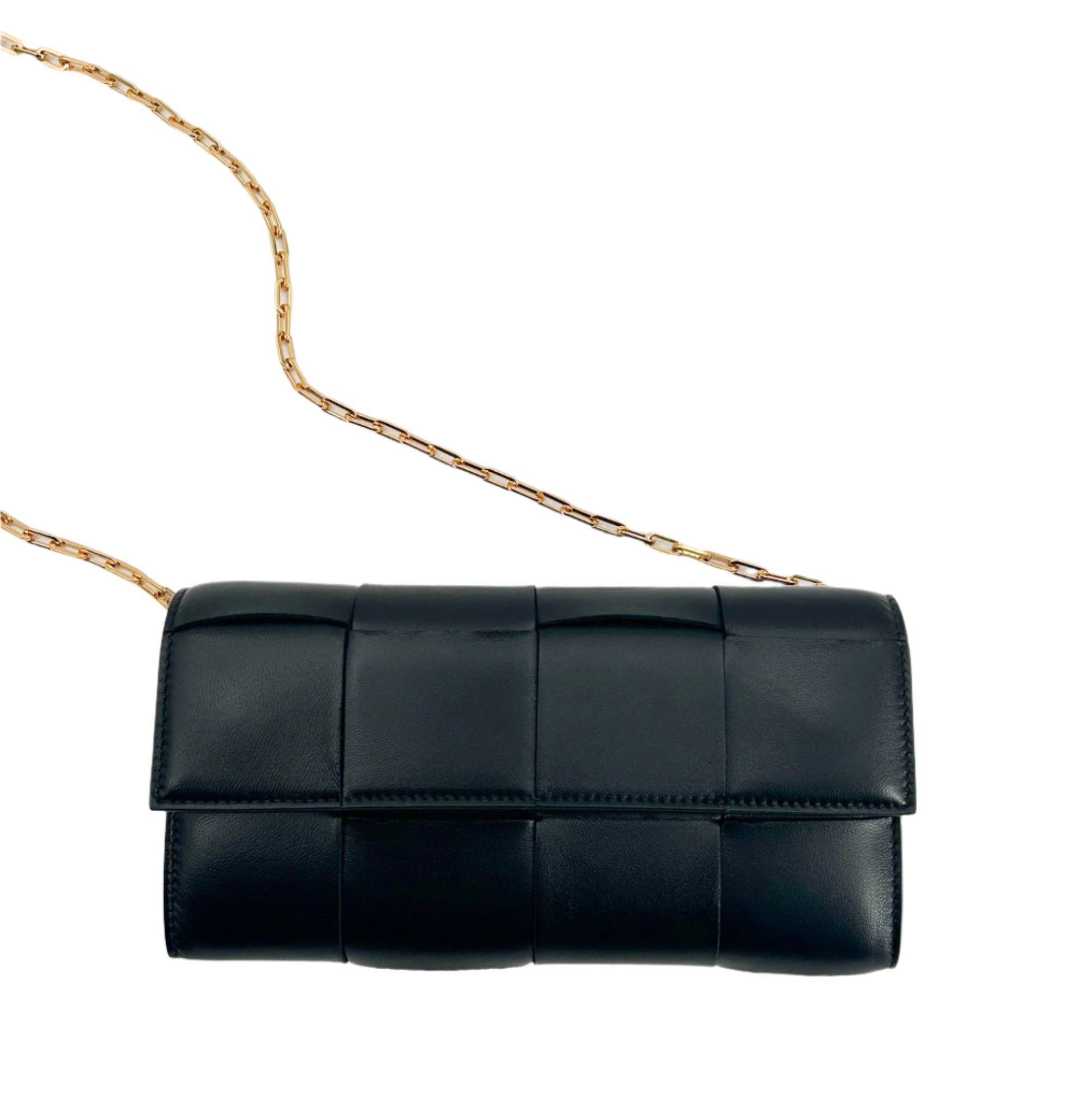 Cassette Leather Chain Wallet - Black