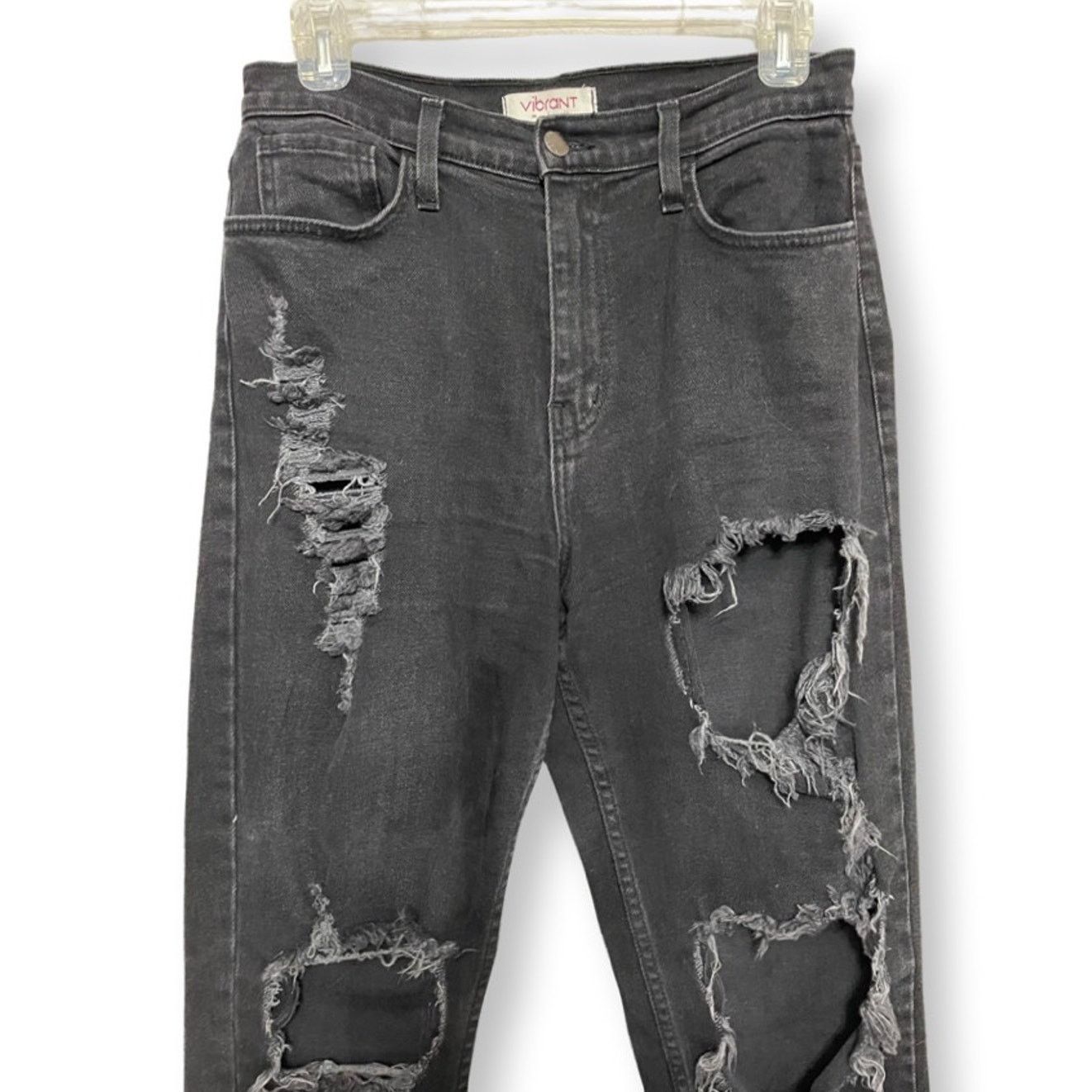 Other Vibrant MIU Boyfriend Jeans Distressed Denim Black 9 Size 29" - 2 Thumbnail