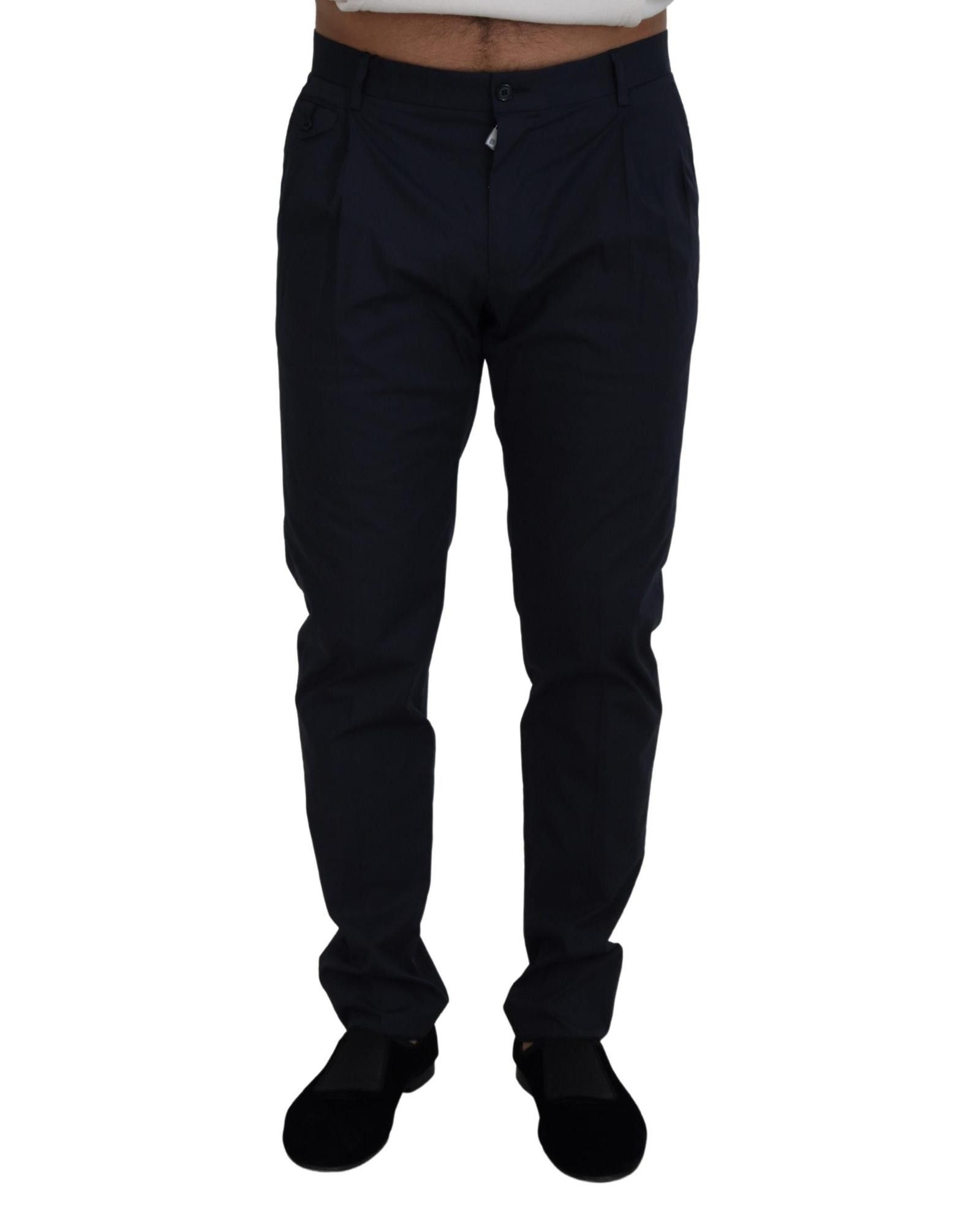 image of Dolce Gabbana Cotton Formal Pants in Blue, Men's (Size 32)