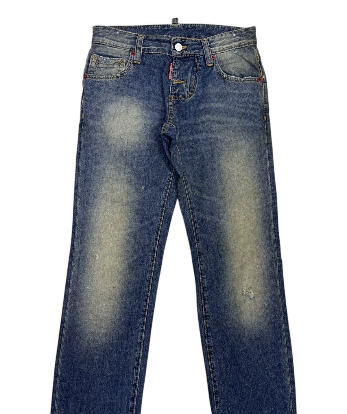 Dsquared2 Dsquared2 Bagno Straight Leg Fit Distressed Denim Jeans Size 28" / US 6 / IT 42 - 7 Thumbnail