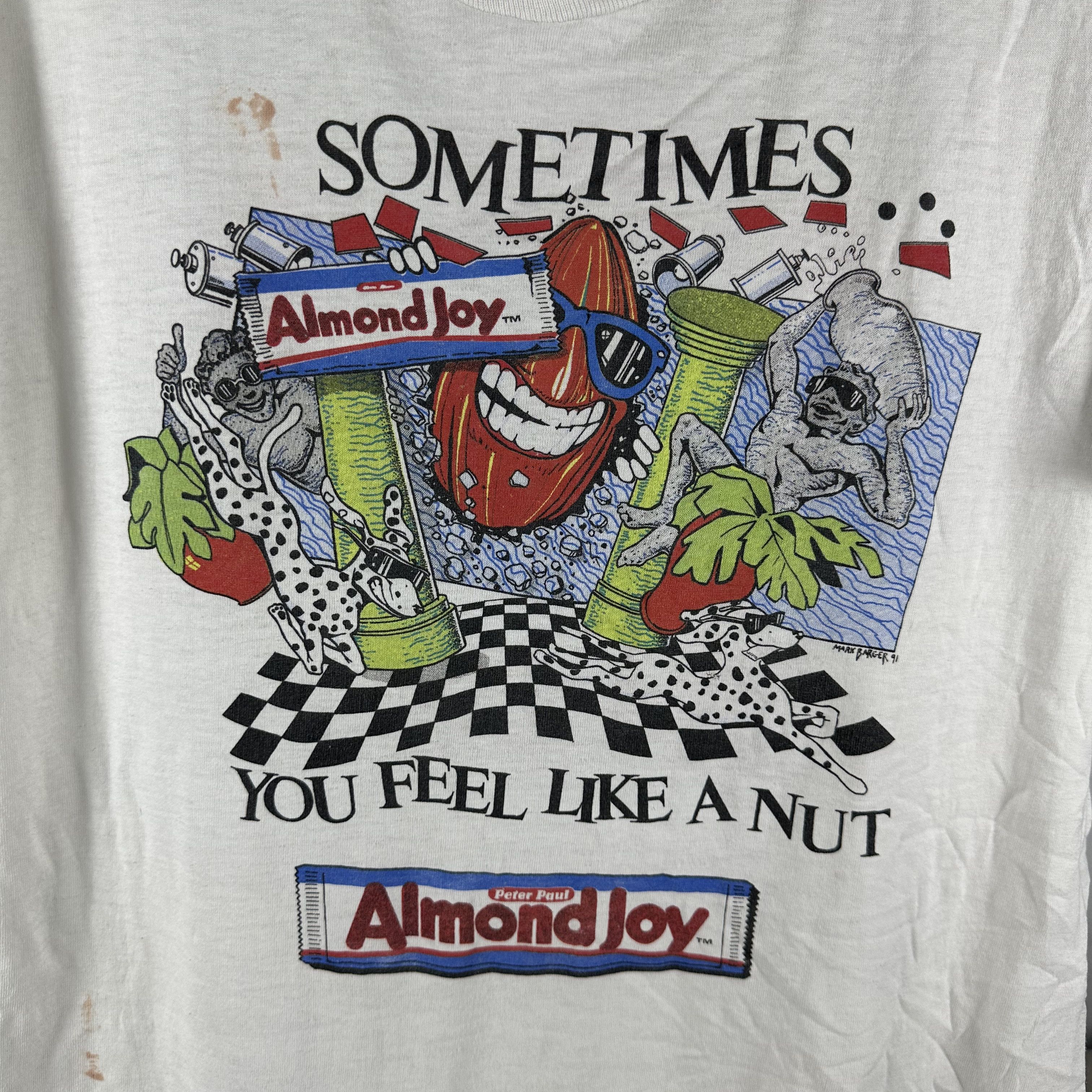 Vintage 1991 Almond Joy Sometimes You Feel Like a Nut Snack T-Shirt Size US XL / EU 56 / 4 - 2 Thumbnail