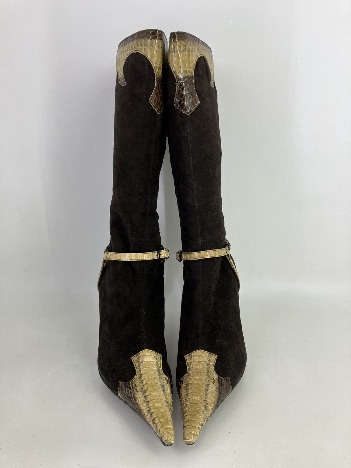 Vintage Suede leather knee high boots El Dantes snake print Y2K Size US 9 / IT 39 - 6 Thumbnail