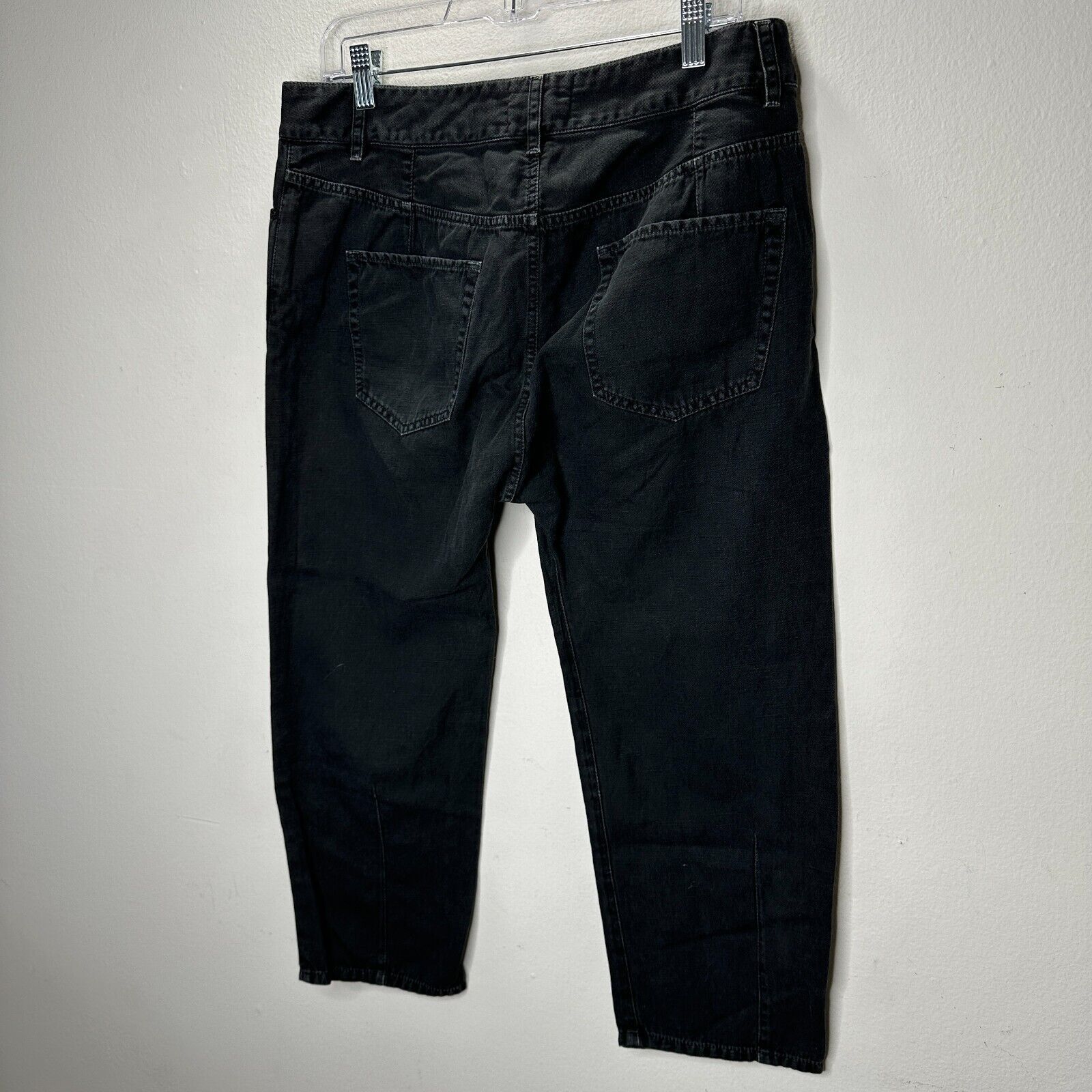 Nili Lotan Nili Lotan Black Drop Crotch Button Front Crop Denim Jeans 6 Size 28" / US 6 / IT 42 - 5 Thumbnail