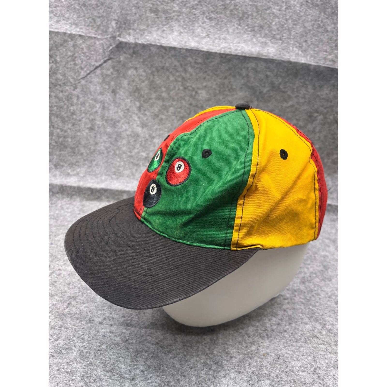 Bally 8 Ball Hat Snap Back Adult One Size Red Green Yellow 100% Cotton Twill Size ONE SIZE - 4 Thumbnail