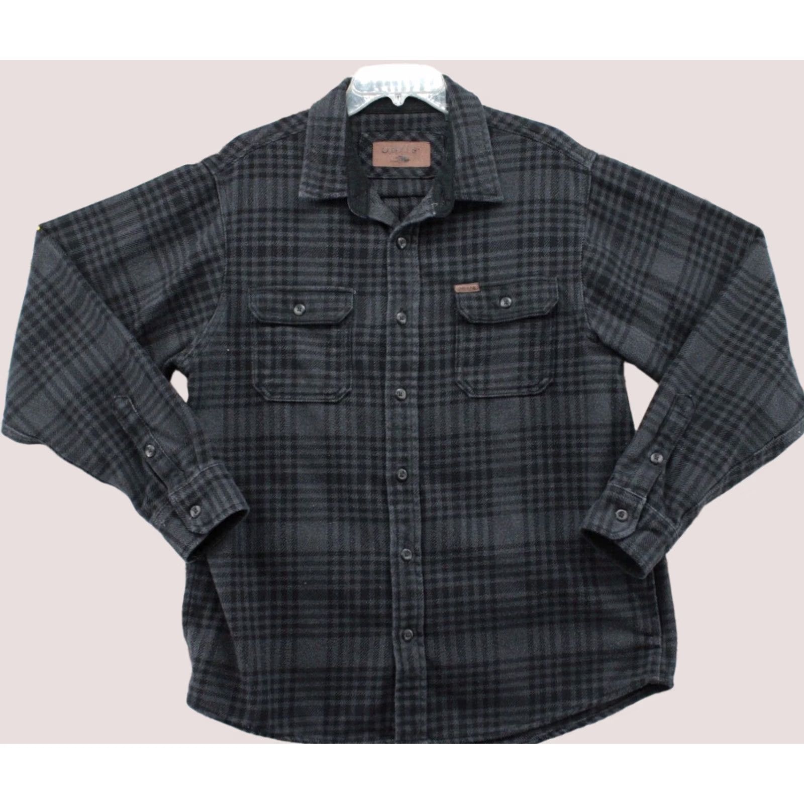 Orvis ORVIS Shirt Mens Large Heavy Flannel Gray Black Plaid Button Up Shacket Pockets Size US L / EU 52-54 / 3 - 1 Thumbnail
