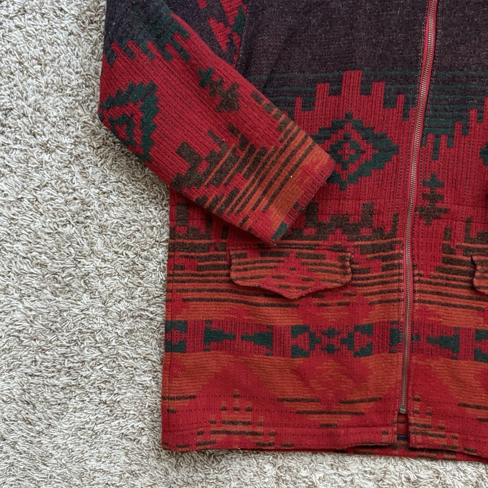 Vintage × Woolrich Woolen Mills Vintage Woolrich Aztec Wool Southwestern Jacket Red Tribal Size L / US 10 / IT 46 - 10 Thumbnail