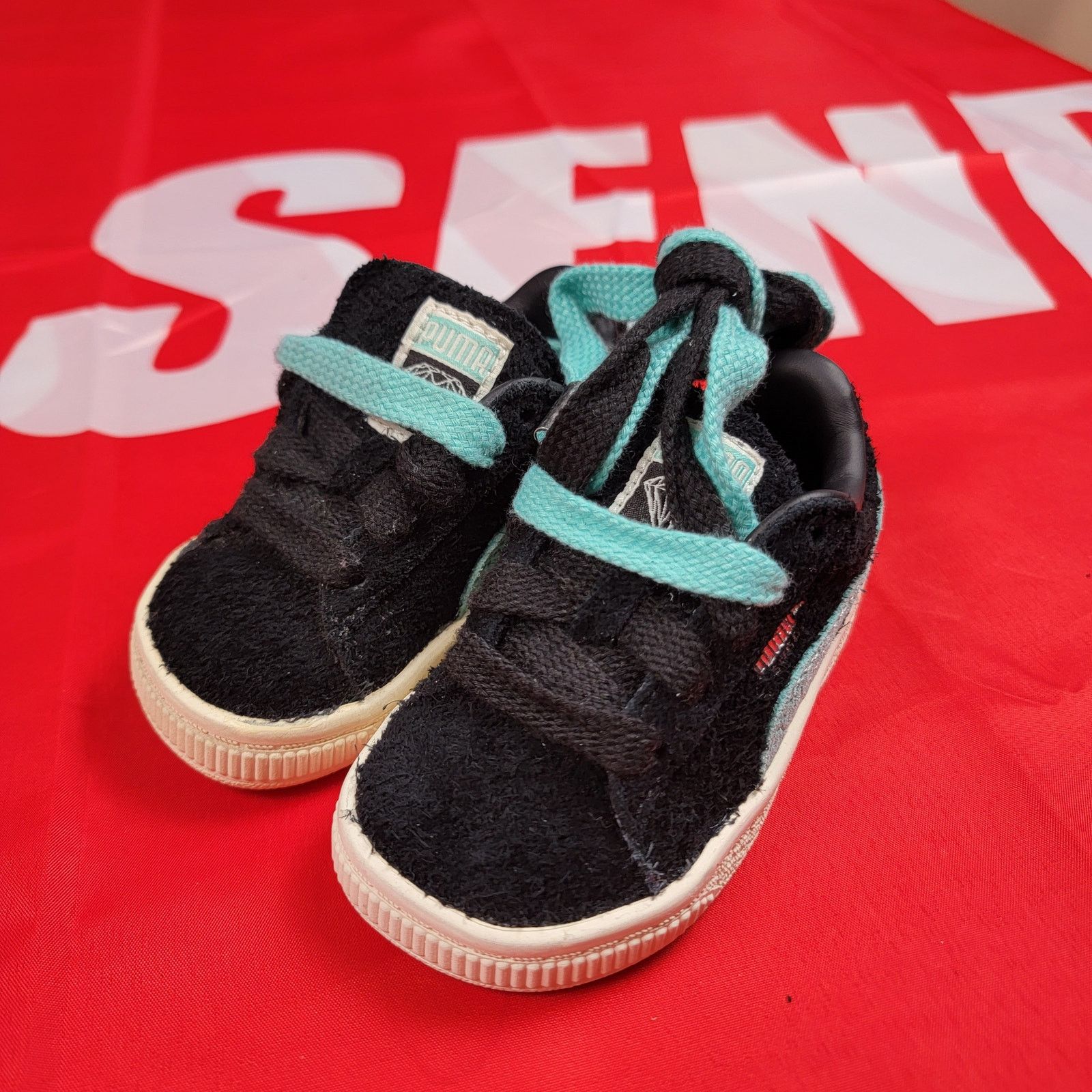 Puma Puma Suede Diamond Supply Company Black/Diamond Blue Sz 4C Size US 4 / IT 34 - 1 Thumbnail