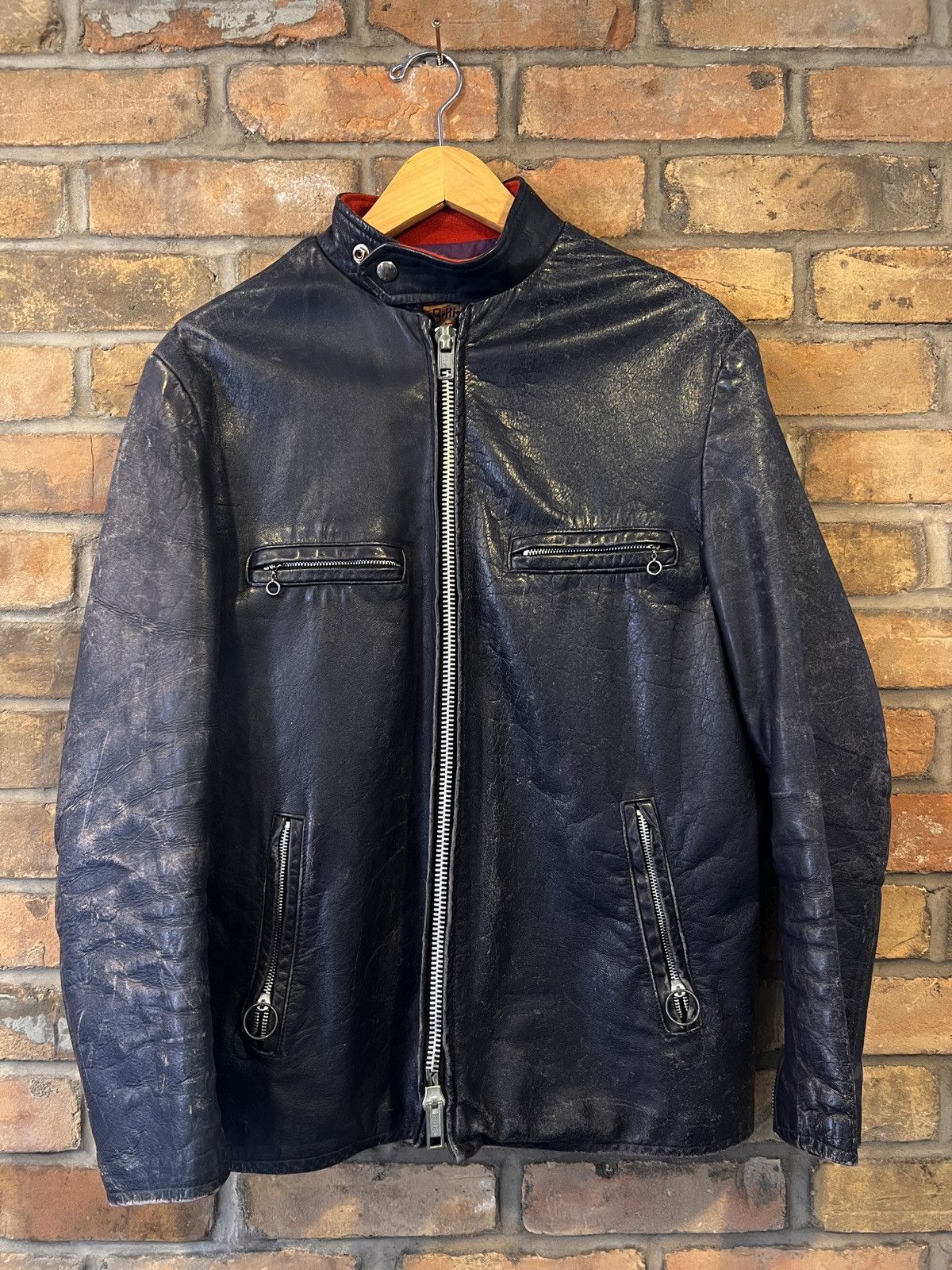 Vintage 1960s Cafe Racer Leather Jacket Size US L / EU 52-54 / 3 - 1 Thumbnail