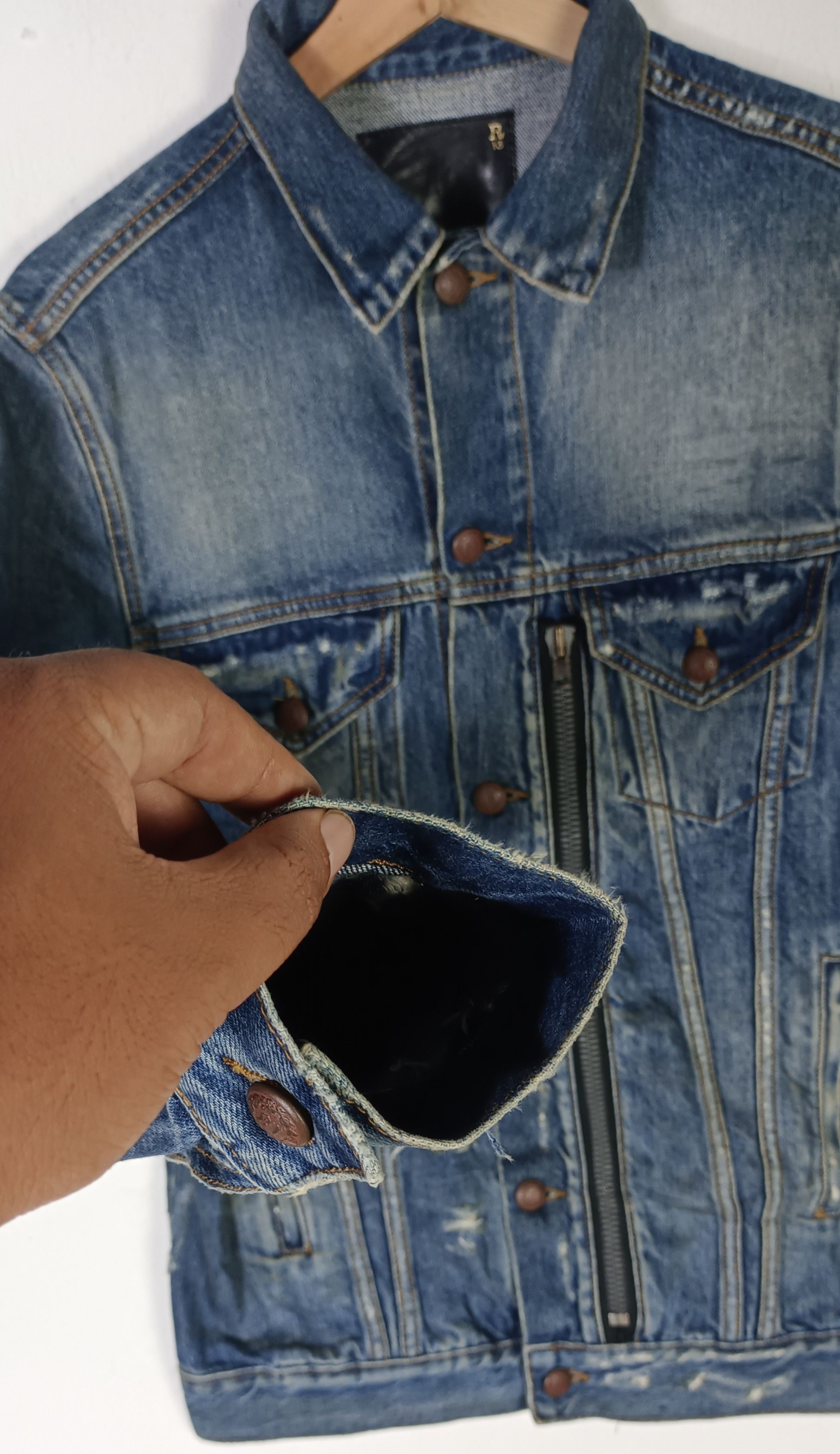 R13 R13 Zippered Trucker Denim Distressed Size US M / EU 48-50 / 2 - 7 Thumbnail