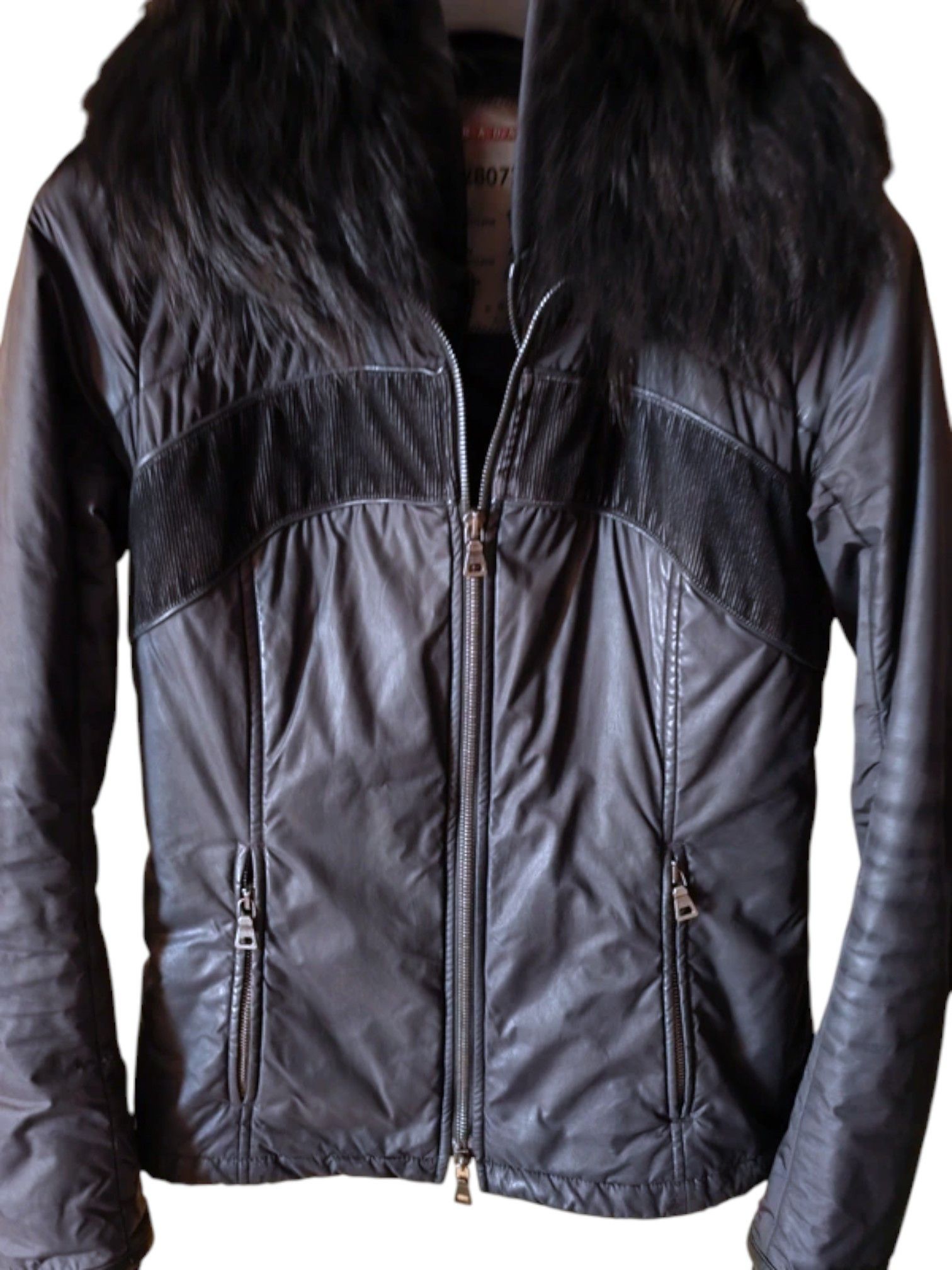 Prada Prada Nylon Jacket w/ Fur Collar, Art. 280724, early 2000s Size S / US 4 / IT 40 - 6 Thumbnail