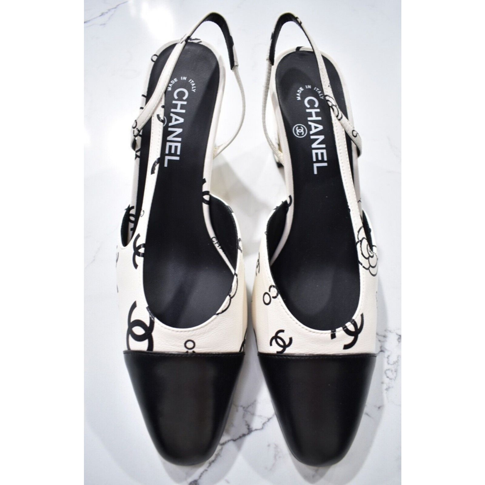 23P Mademoiselle Coco Sling CC Logo Slingback Sandal Heel 38