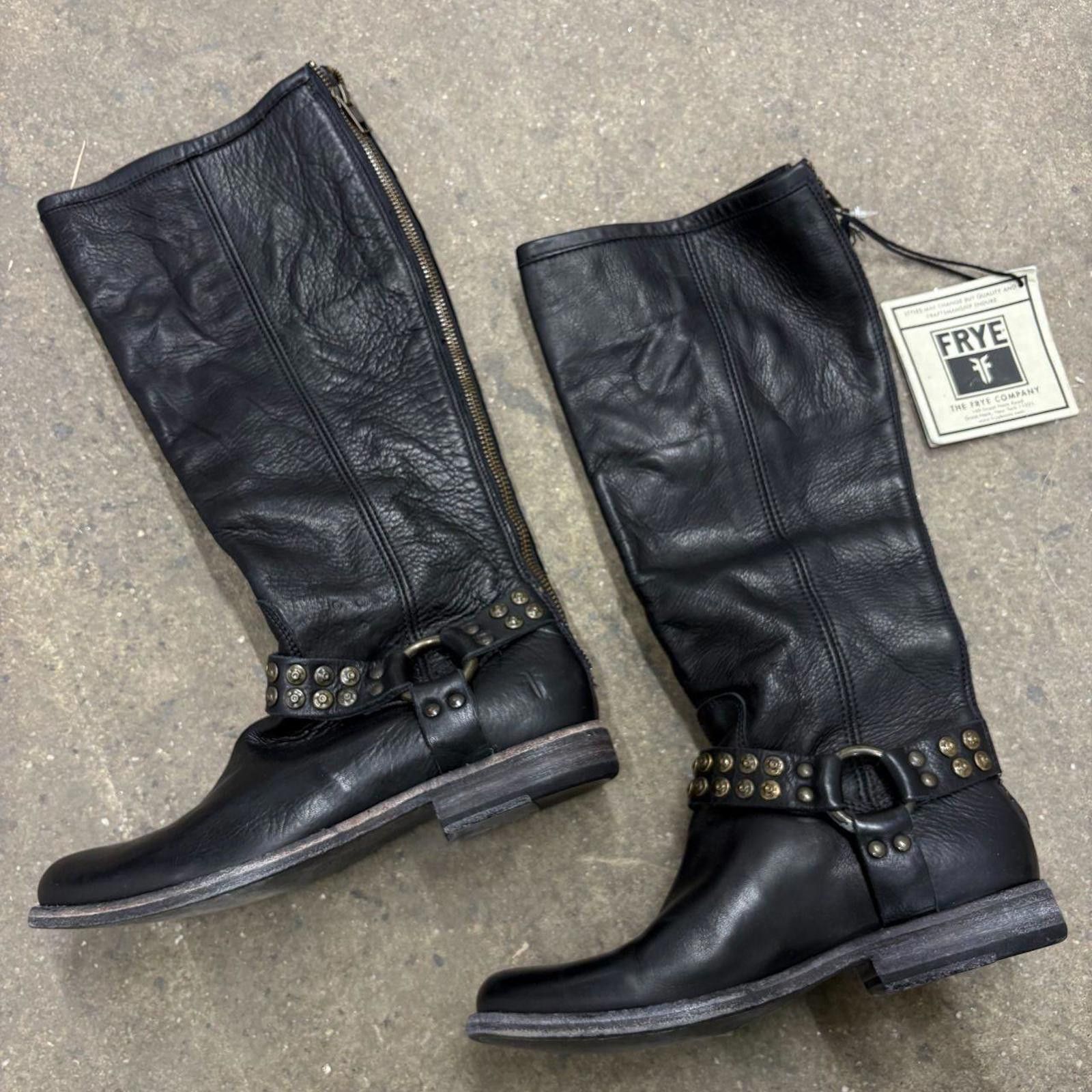 Frye Deadstock Vintage Frye Leather Moto Harness Boots Size US 7 / IT 37 - 2 Thumbnail