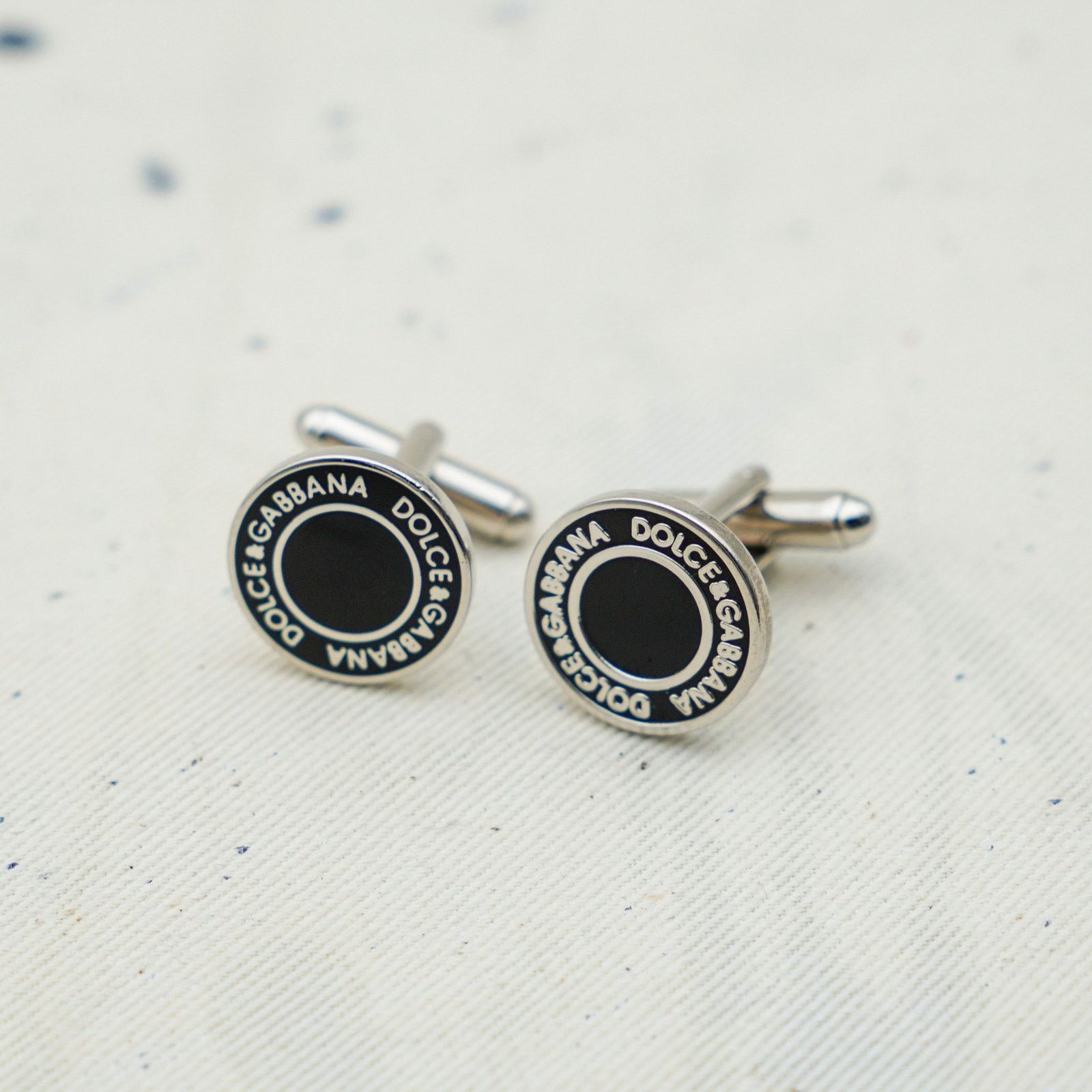 Dolce & Gabbana Dolce gabbana black enamel silver round logo cufflinks Size ONE SIZE - 1 Thumbnail