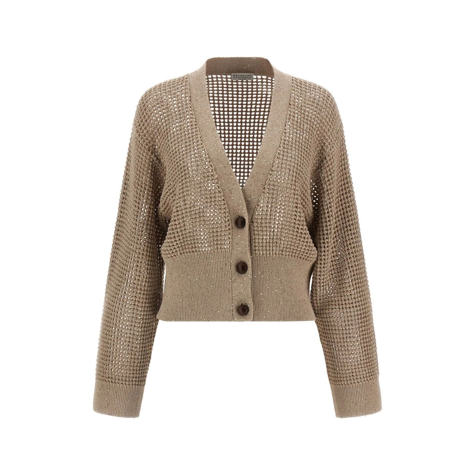 Brunello Cucinelli BRUNELLO CUCINELLI Beige Sequin Mesh Cardigan New & Authenti Size XS / US 0-2 / IT 36-38 - 1 Thumbnail