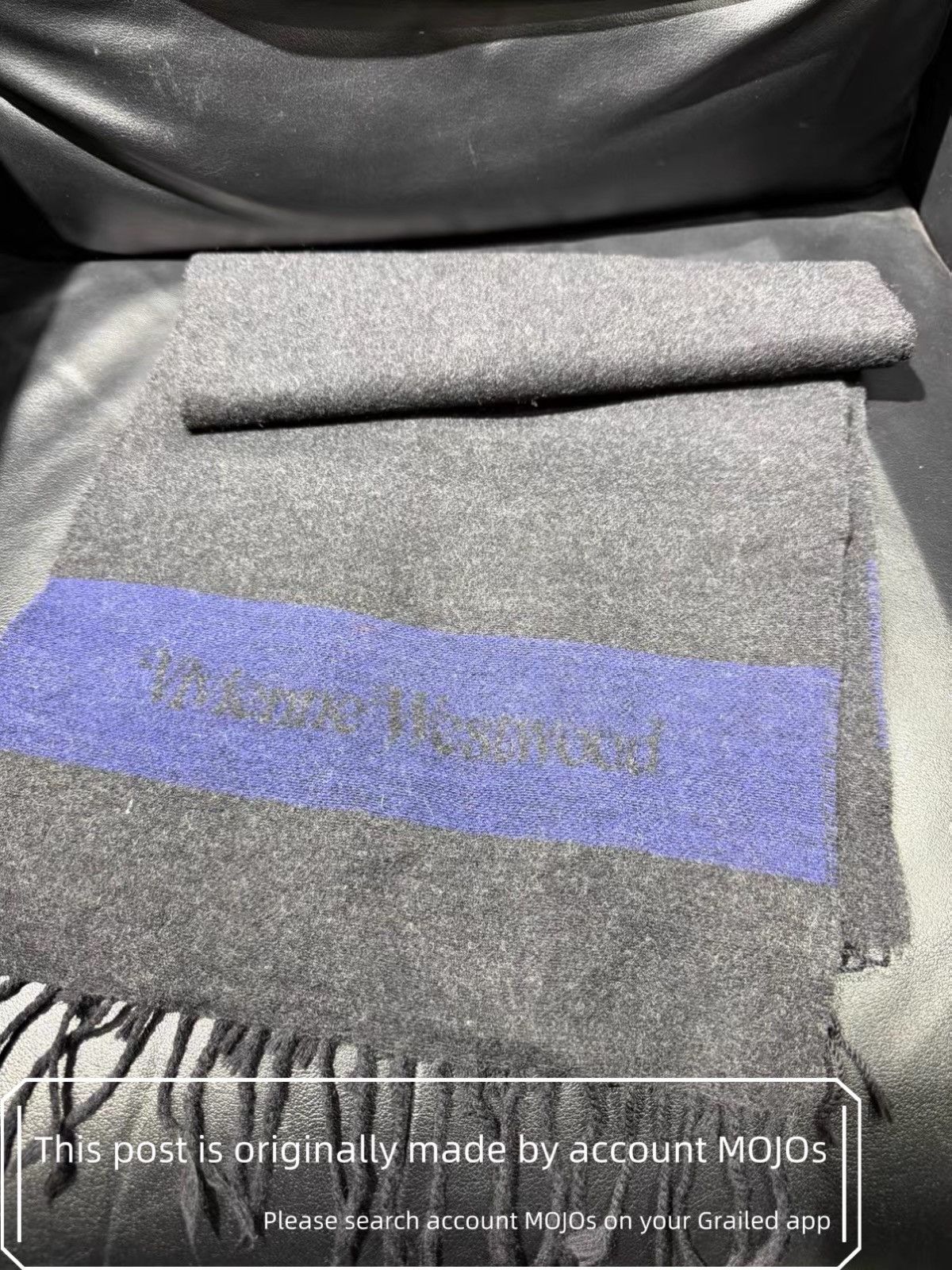 Vivienne Westwood Blue Logo Gray Scarf mojos14029