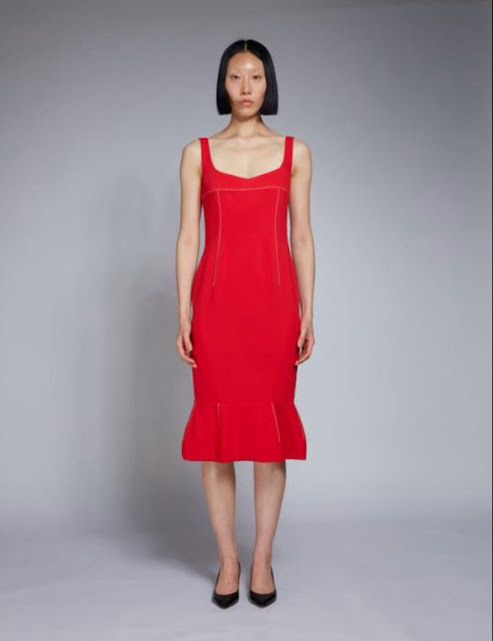 o1w1db10824 Sleeveless Midi Dress in Red
