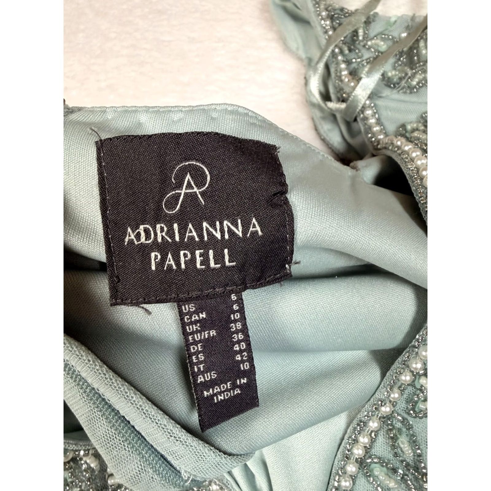 Adrianna Papell Adrianna Papell Dress Womens 6 Blue Beaded Tulle Sweetheart Maxi Gown Formal Size M / US 6-8 / IT 42-44 - 2 Thumbnail